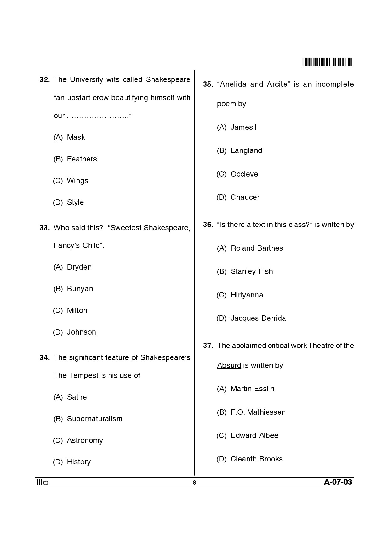 Telangana SET English 2014 Question Paper III 7