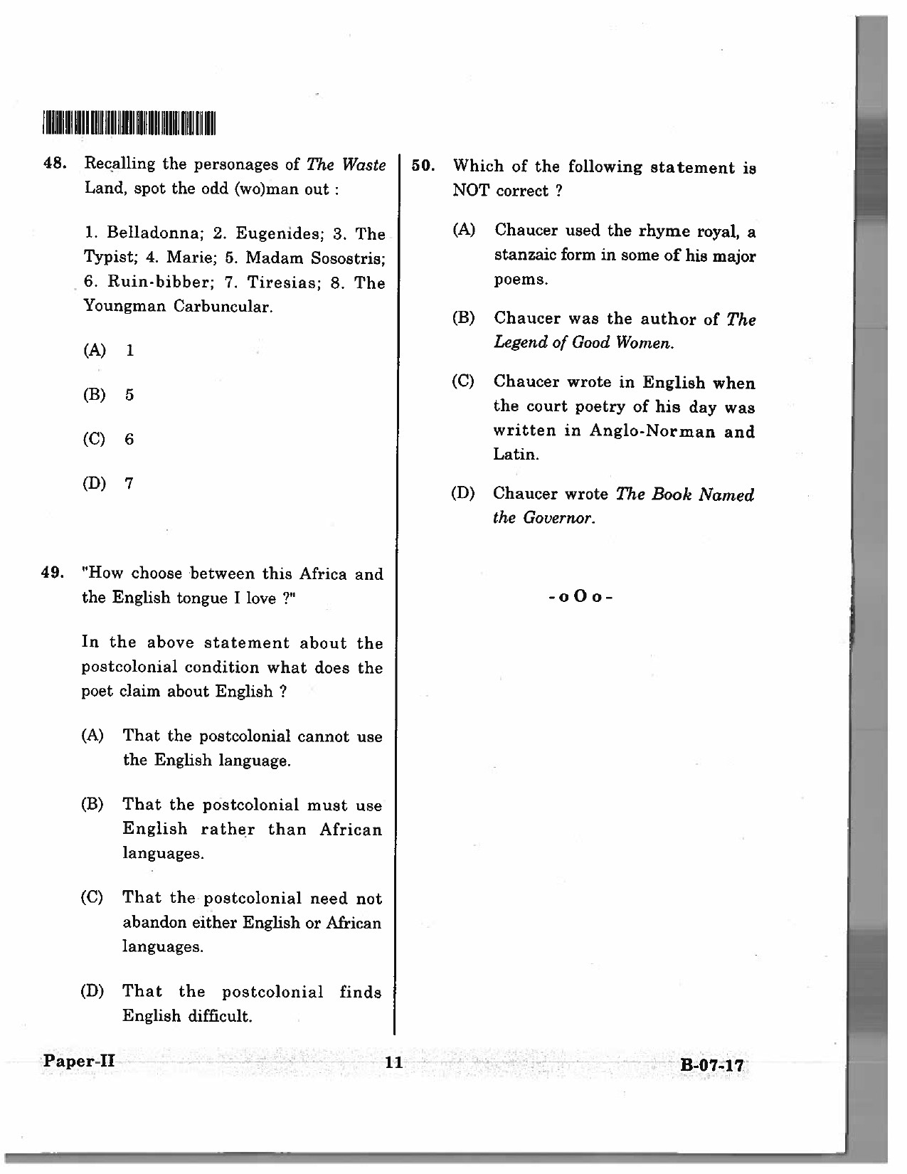 Telangana SET English 2017 Question Paper II 10