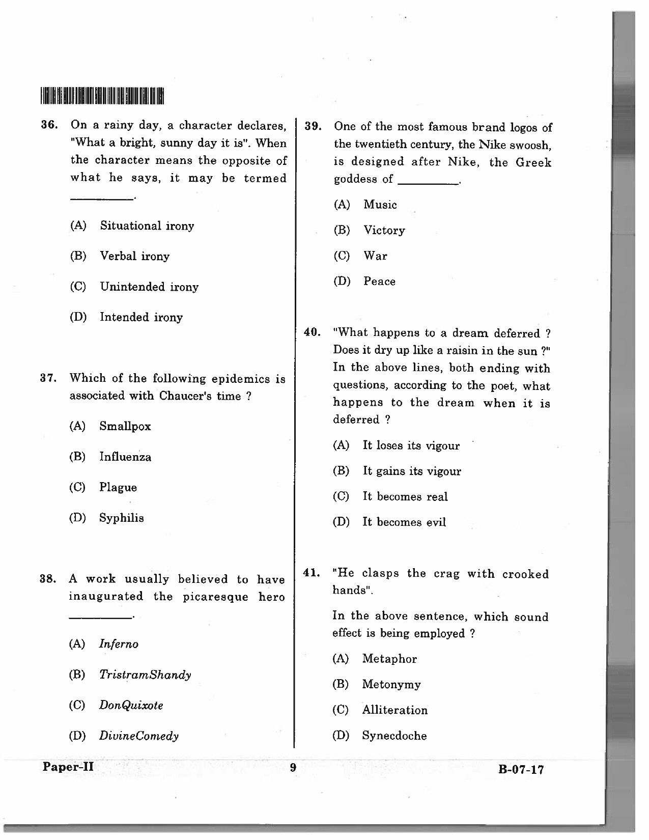 Telangana SET English 2017 Question Paper II 8