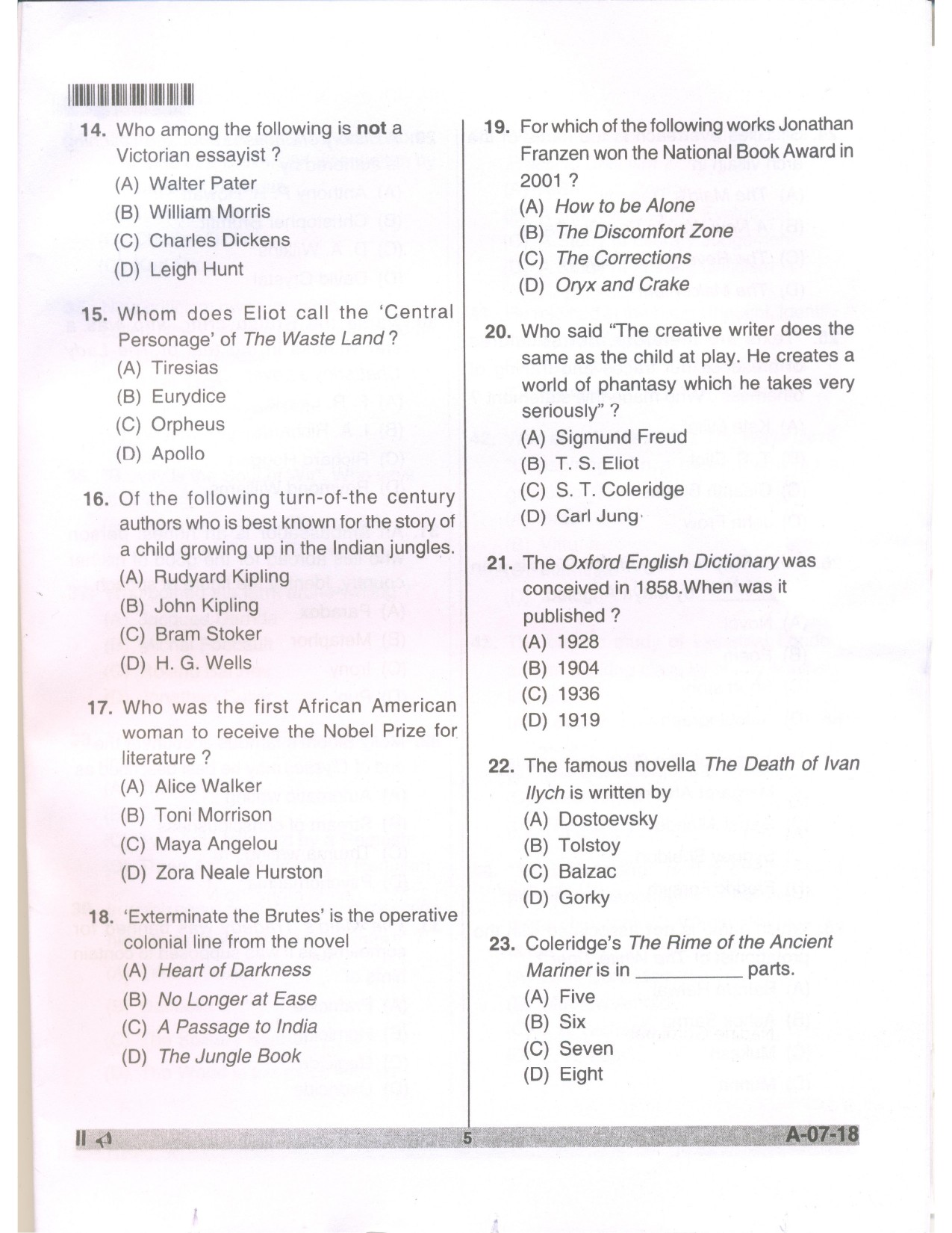 Telangana SET English 2018 Question Paper II 4