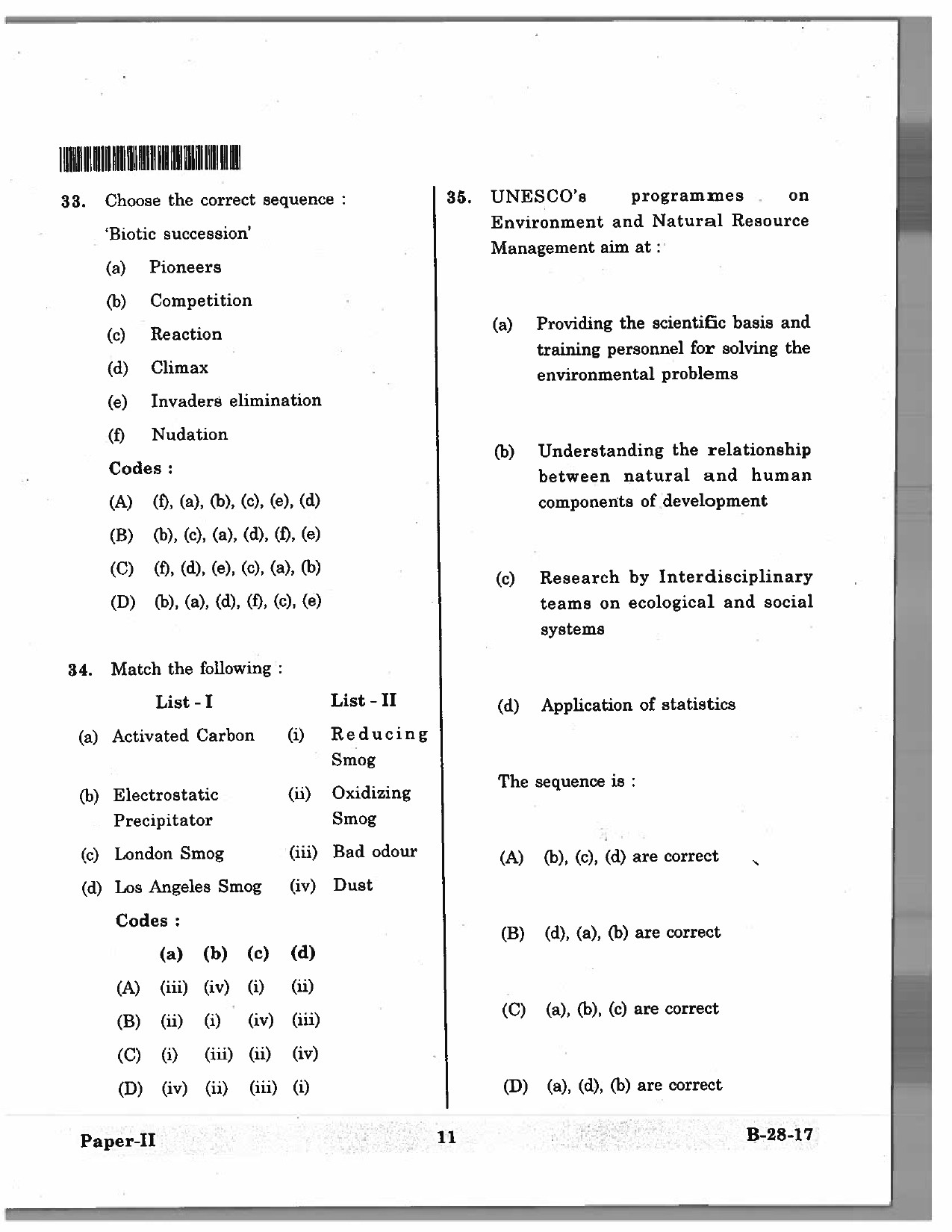 Telangana SET Environmental Science 2017 Question Paper II 10