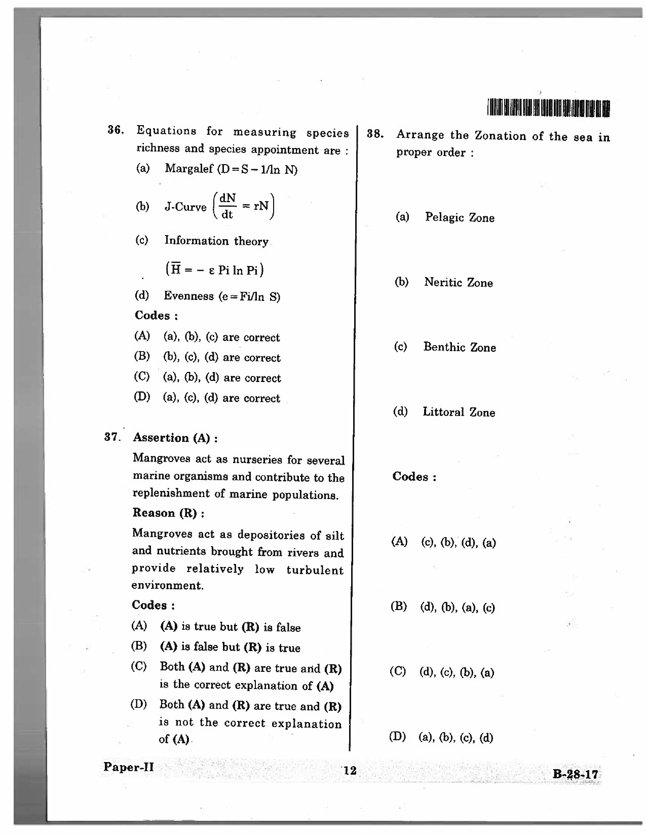 Telangana SET Environmental Science 2017 Question Paper II 11