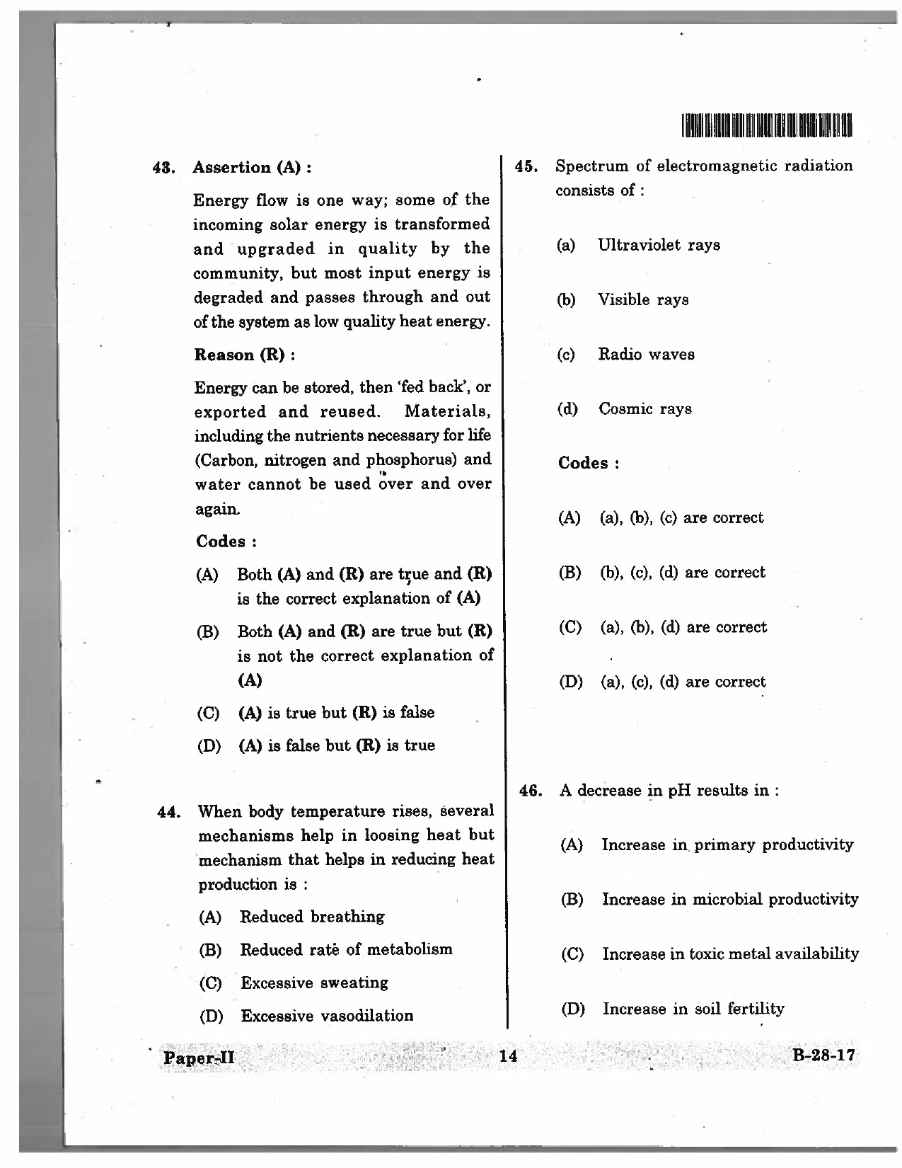 Telangana SET Environmental Science 2017 Question Paper II 13