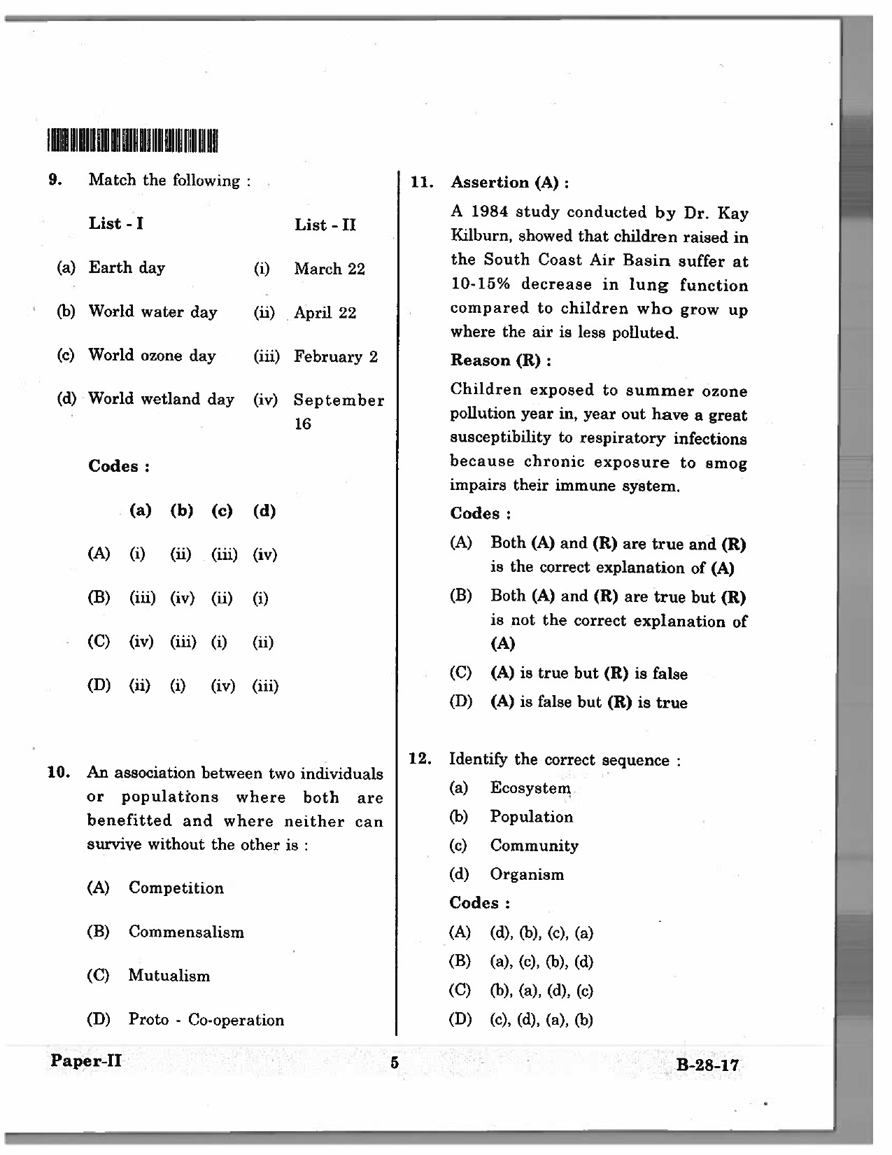 Telangana SET Environmental Science 2017 Question Paper II 4