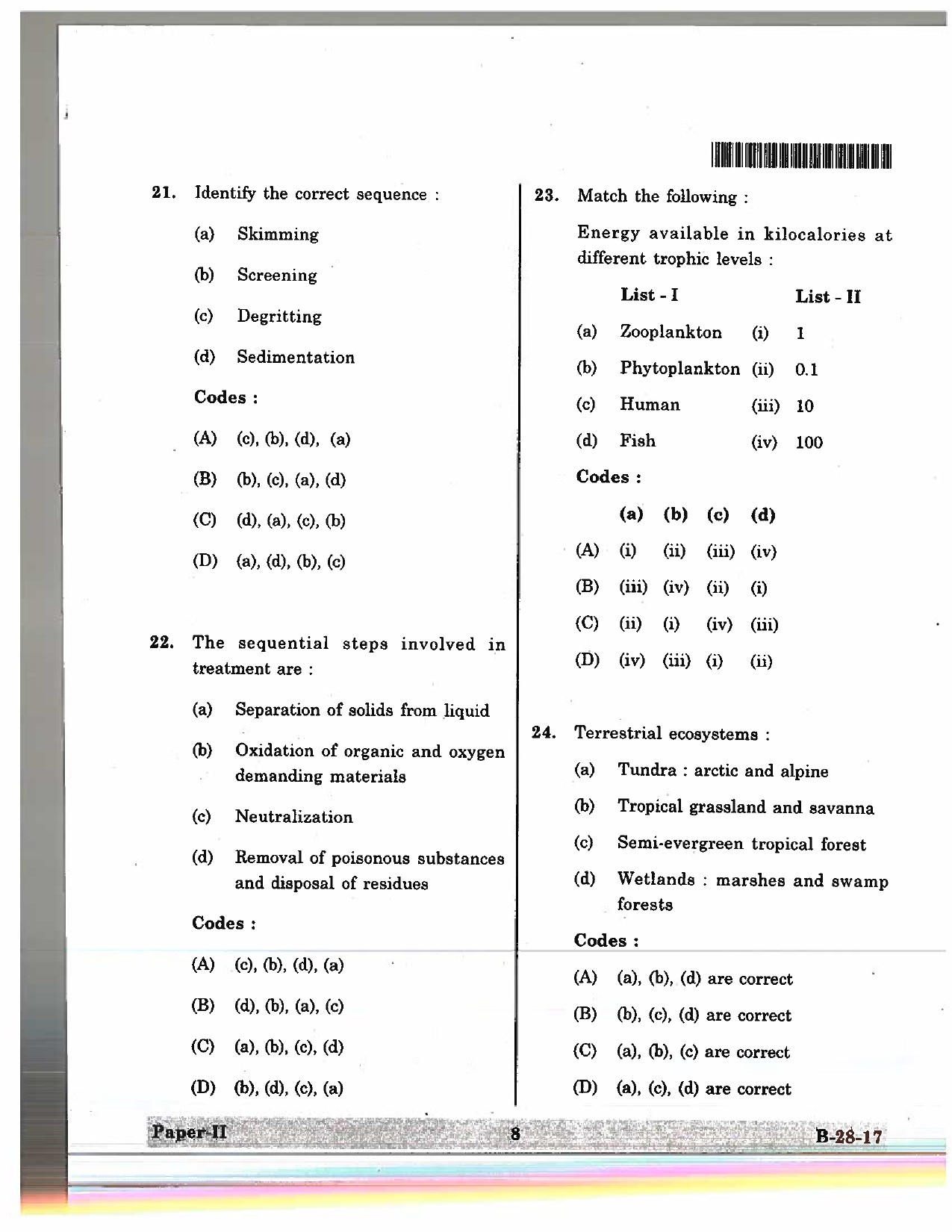 Telangana SET Environmental Science 2017 Question Paper II 7