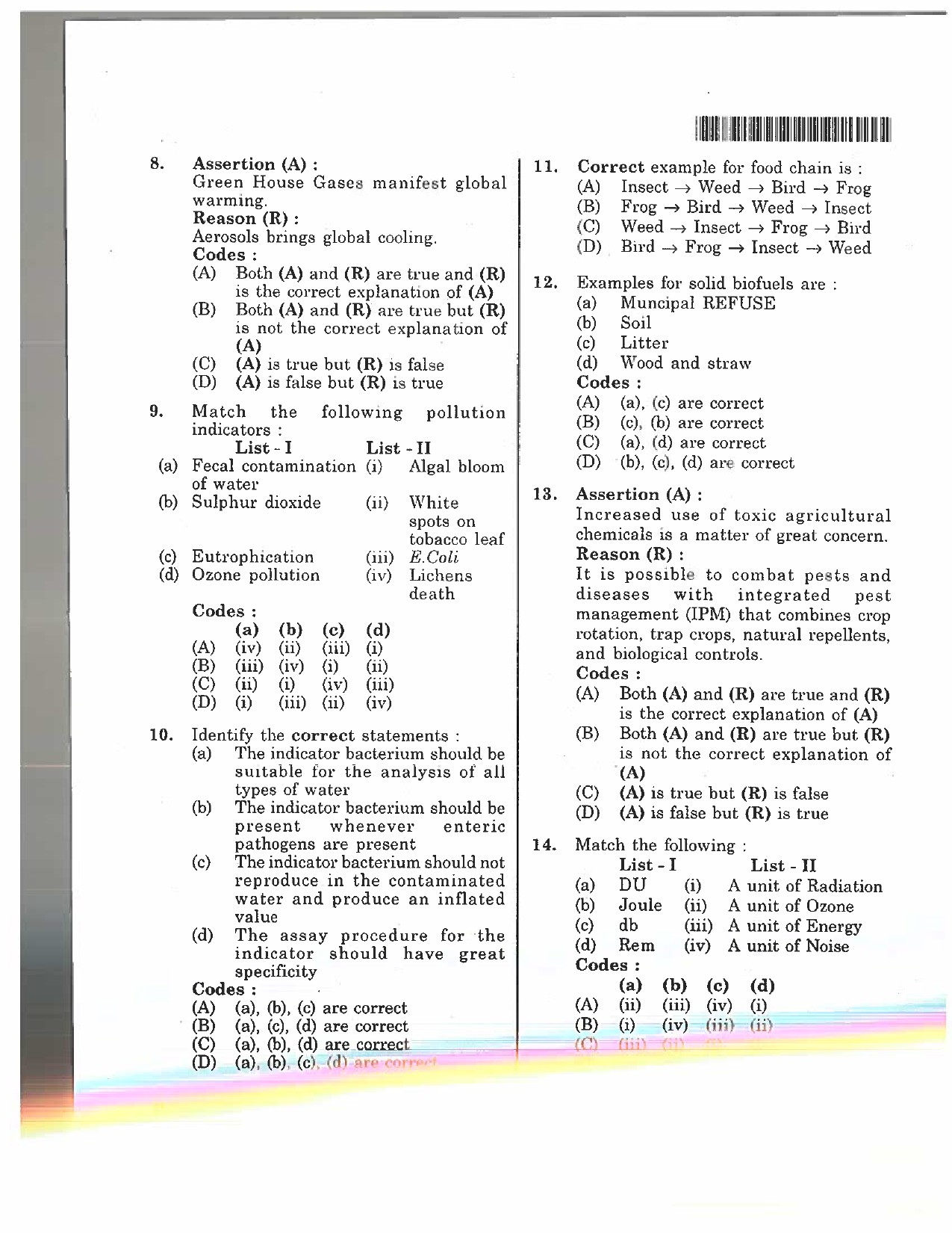 Telangana SET Environmental Science 2017 Question Paper III 3