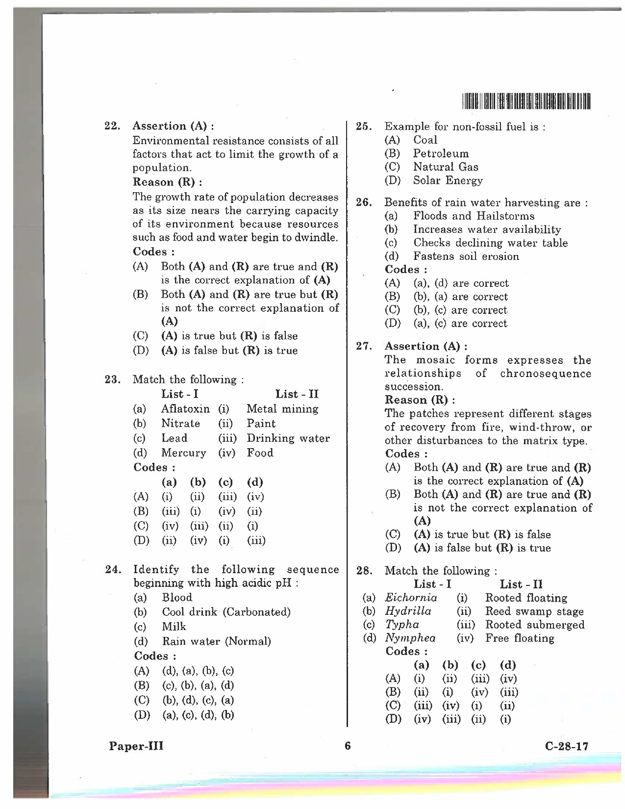 Telangana SET Environmental Science 2017 Question Paper III 5