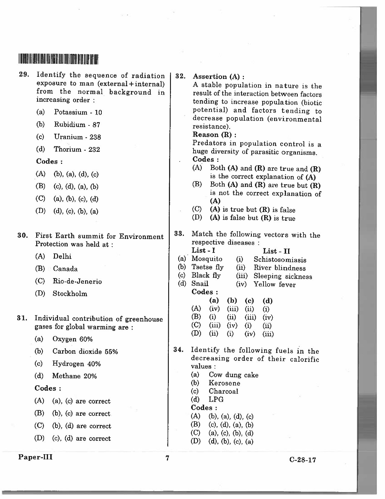 Telangana SET Environmental Science 2017 Question Paper III 6