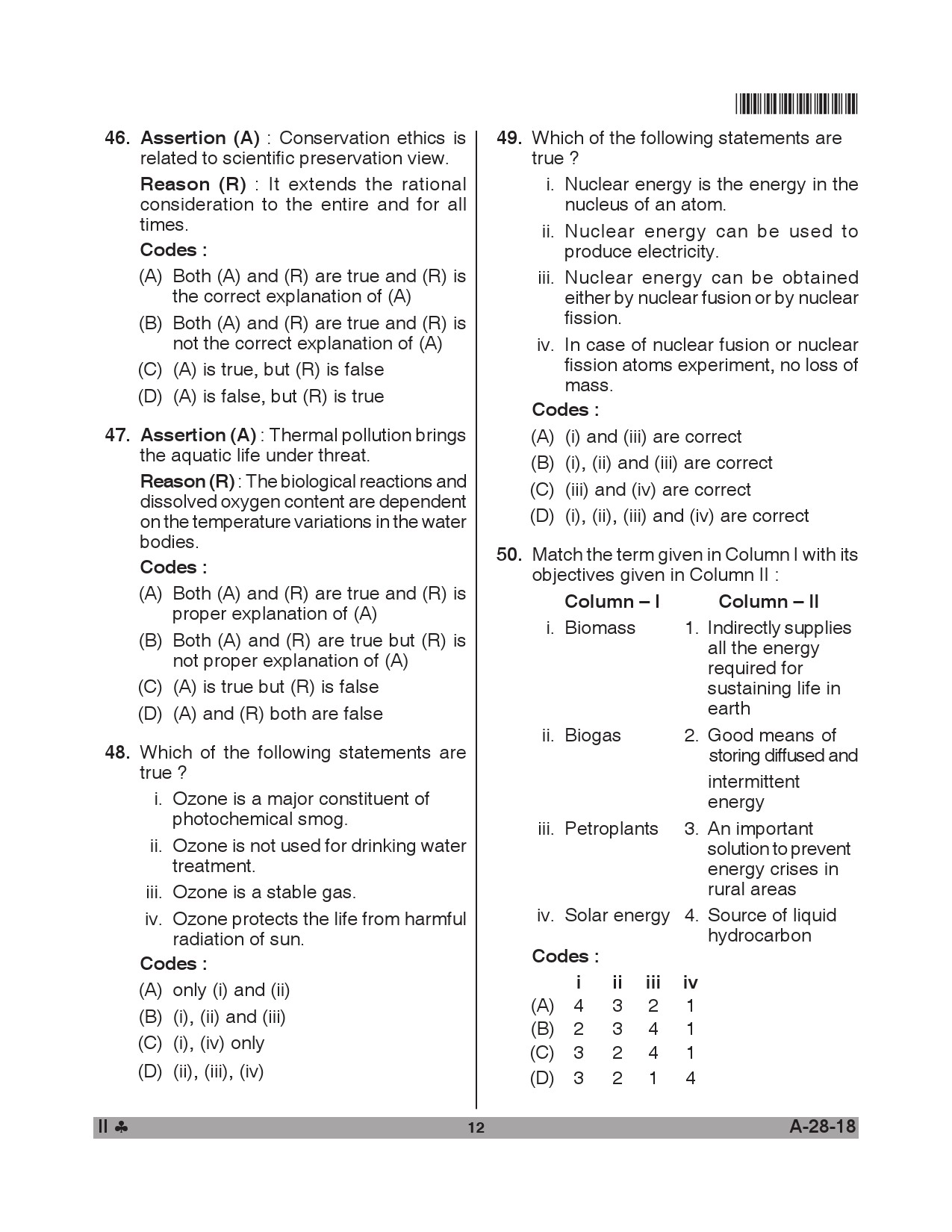 Telangana SET Environmental Science 2018 Question Paper II 11