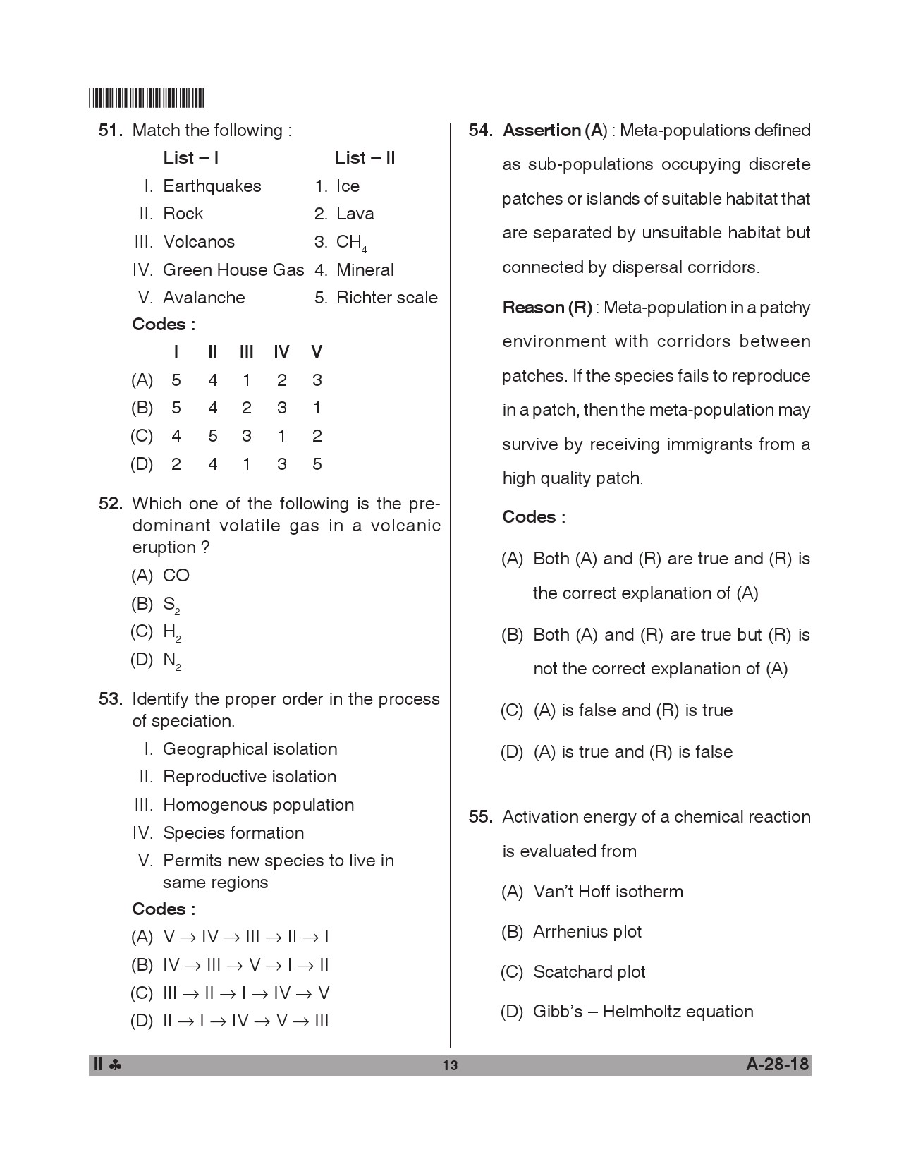 Telangana SET Environmental Science 2018 Question Paper II 12