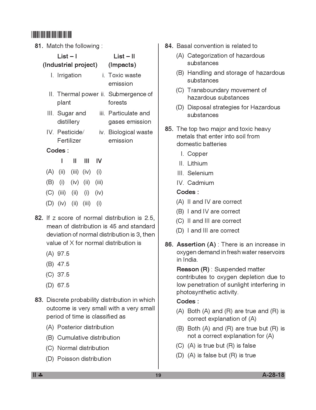 Telangana SET Environmental Science 2018 Question Paper II 18