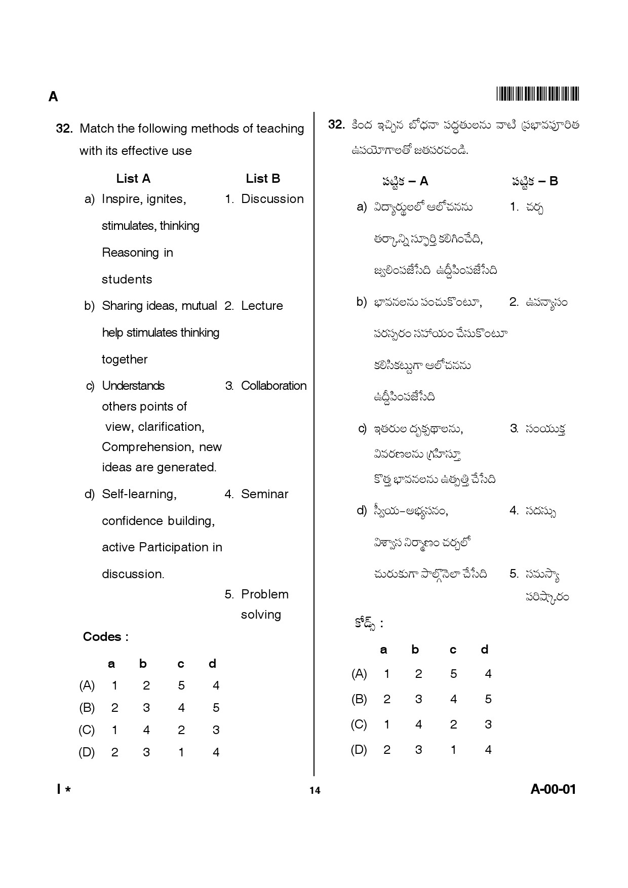 Telangana SET General Paper 2014 Question Paper I 13