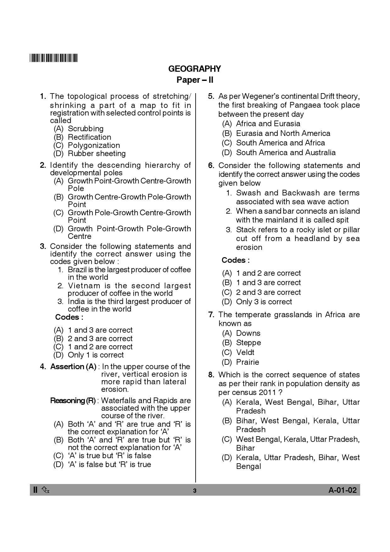 Telangana SET Geography 2013 Question Paper II 2