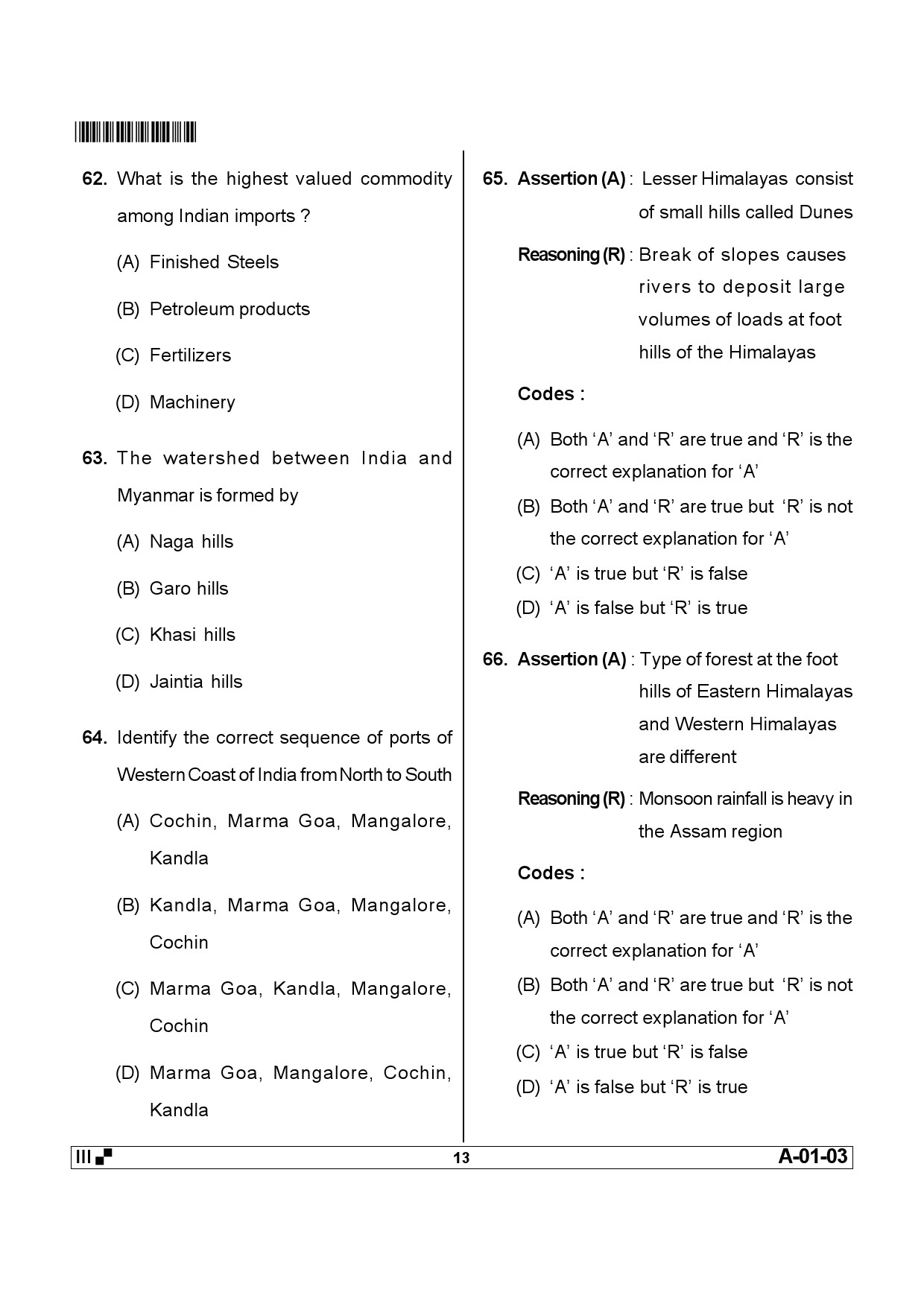 Telangana SET Geography 2013 Question Paper III 12