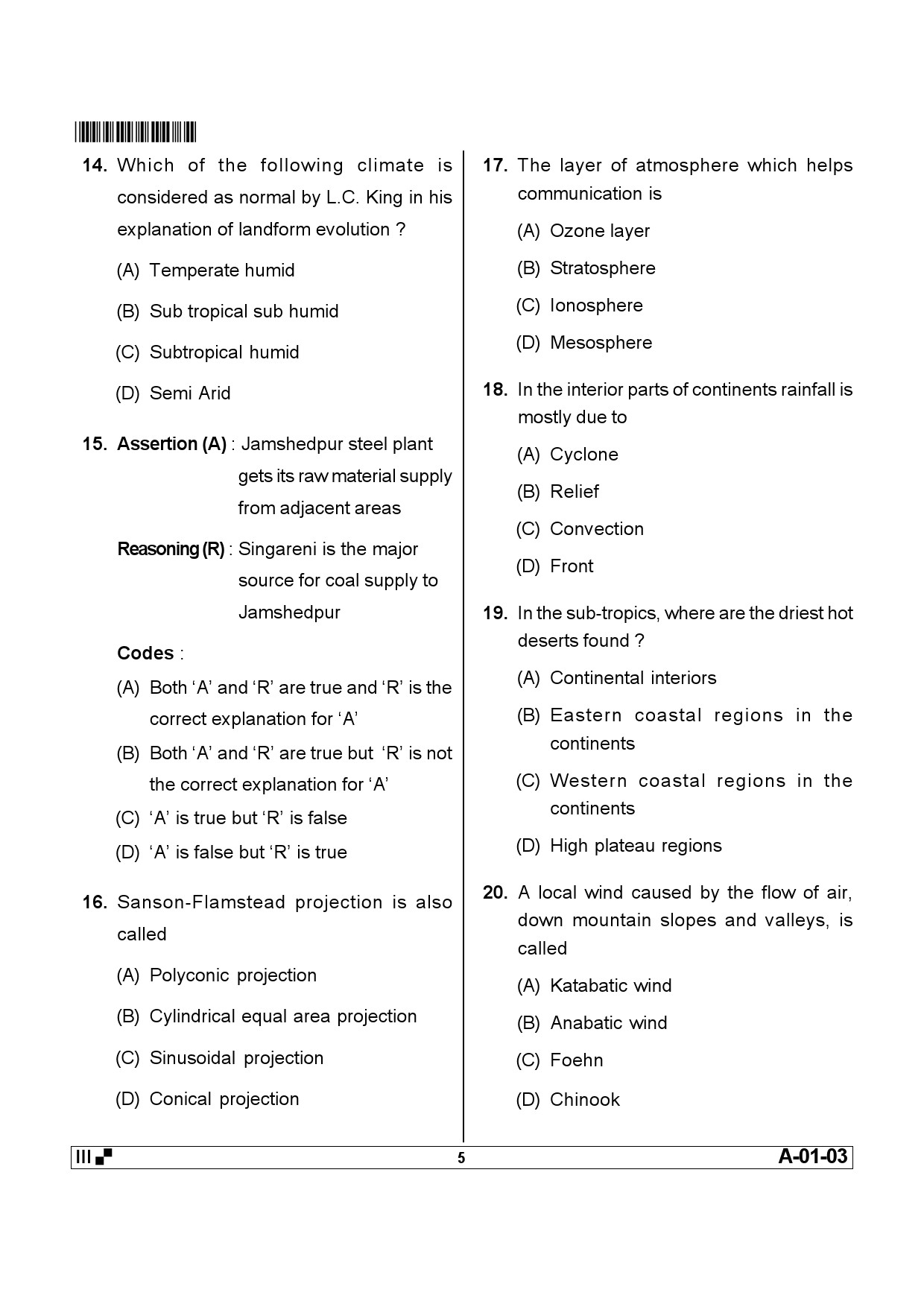 Telangana SET Geography 2013 Question Paper III 4