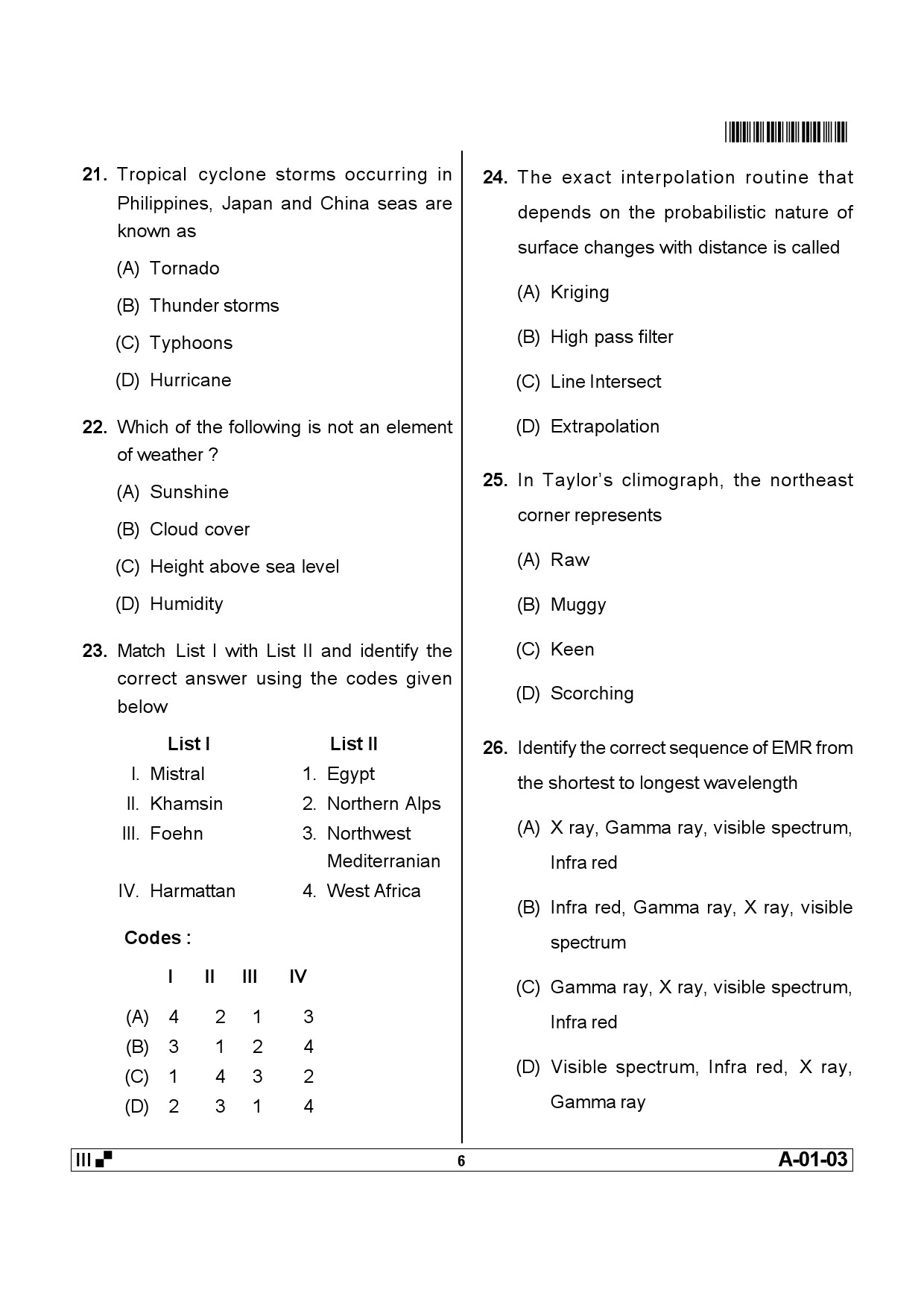 Telangana SET Geography 2013 Question Paper III 5