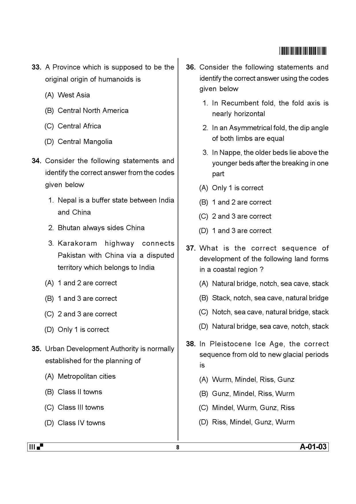 Telangana SET Geography 2013 Question Paper III 7