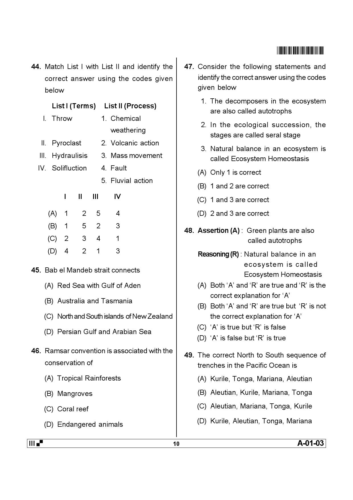 Telangana SET Geography 2013 Question Paper III 9