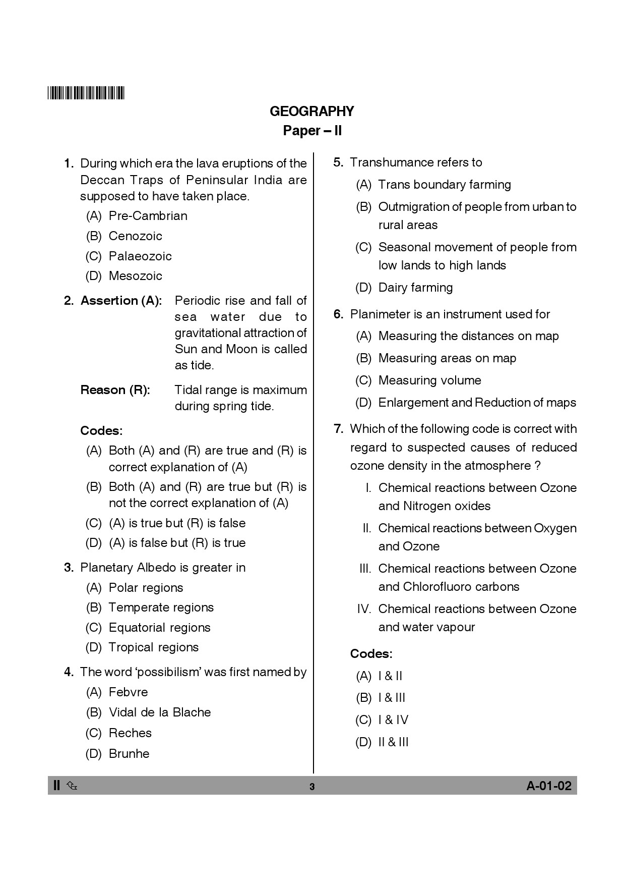 Telangana SET Geography 2014 Question Paper II 2