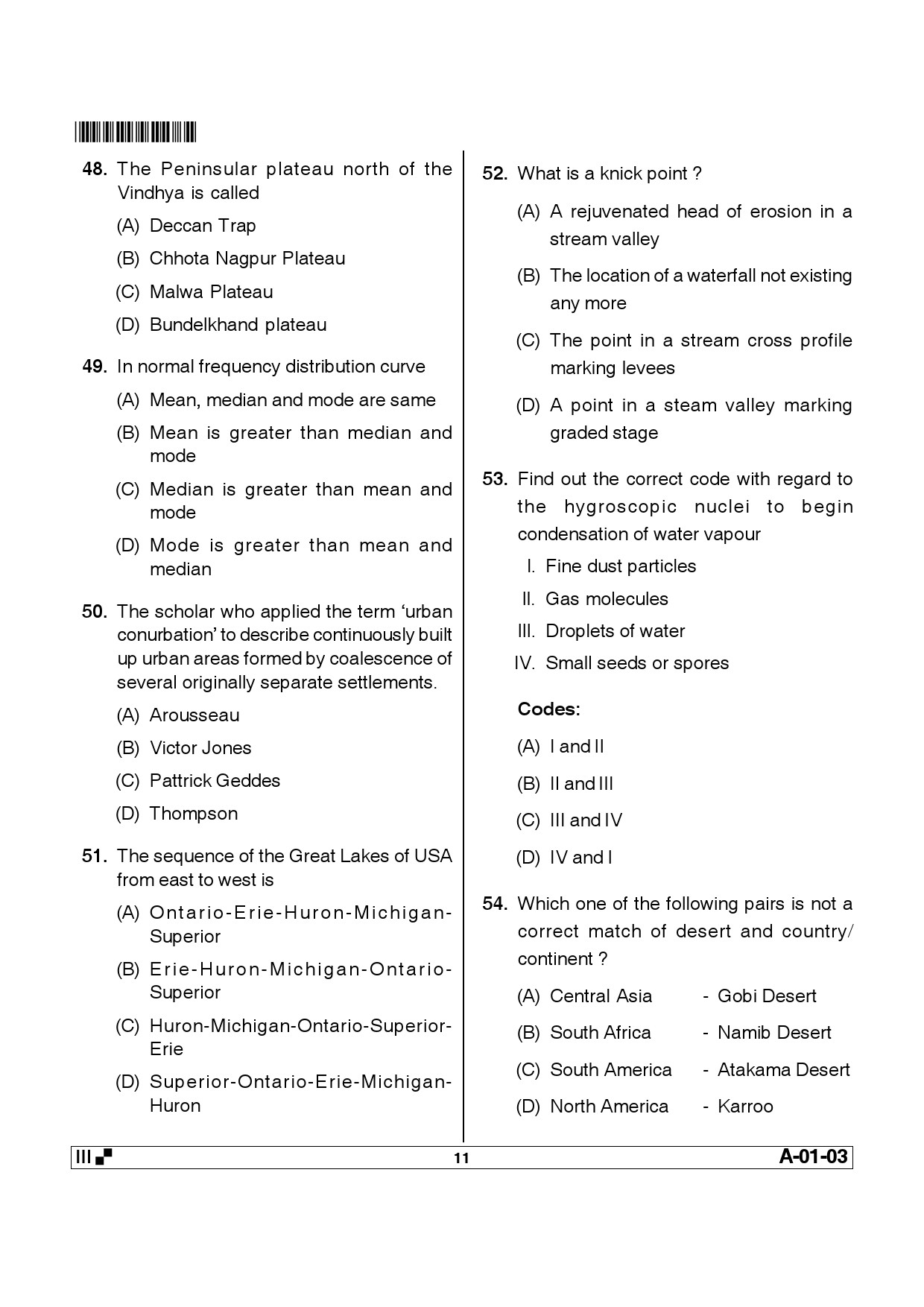 Telangana SET Geography 2014 Question Paper III 10