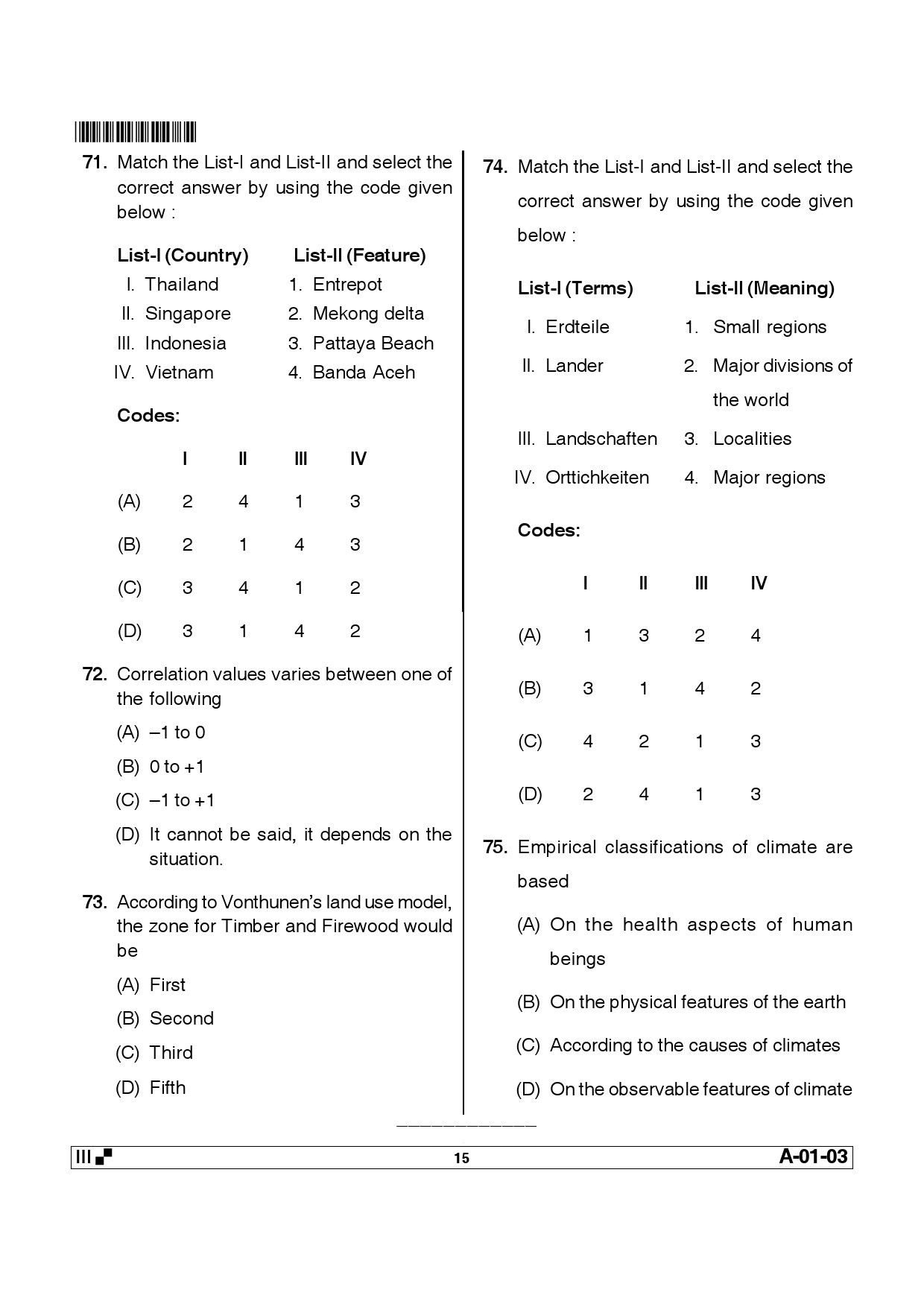 Telangana SET Geography 2014 Question Paper III 14