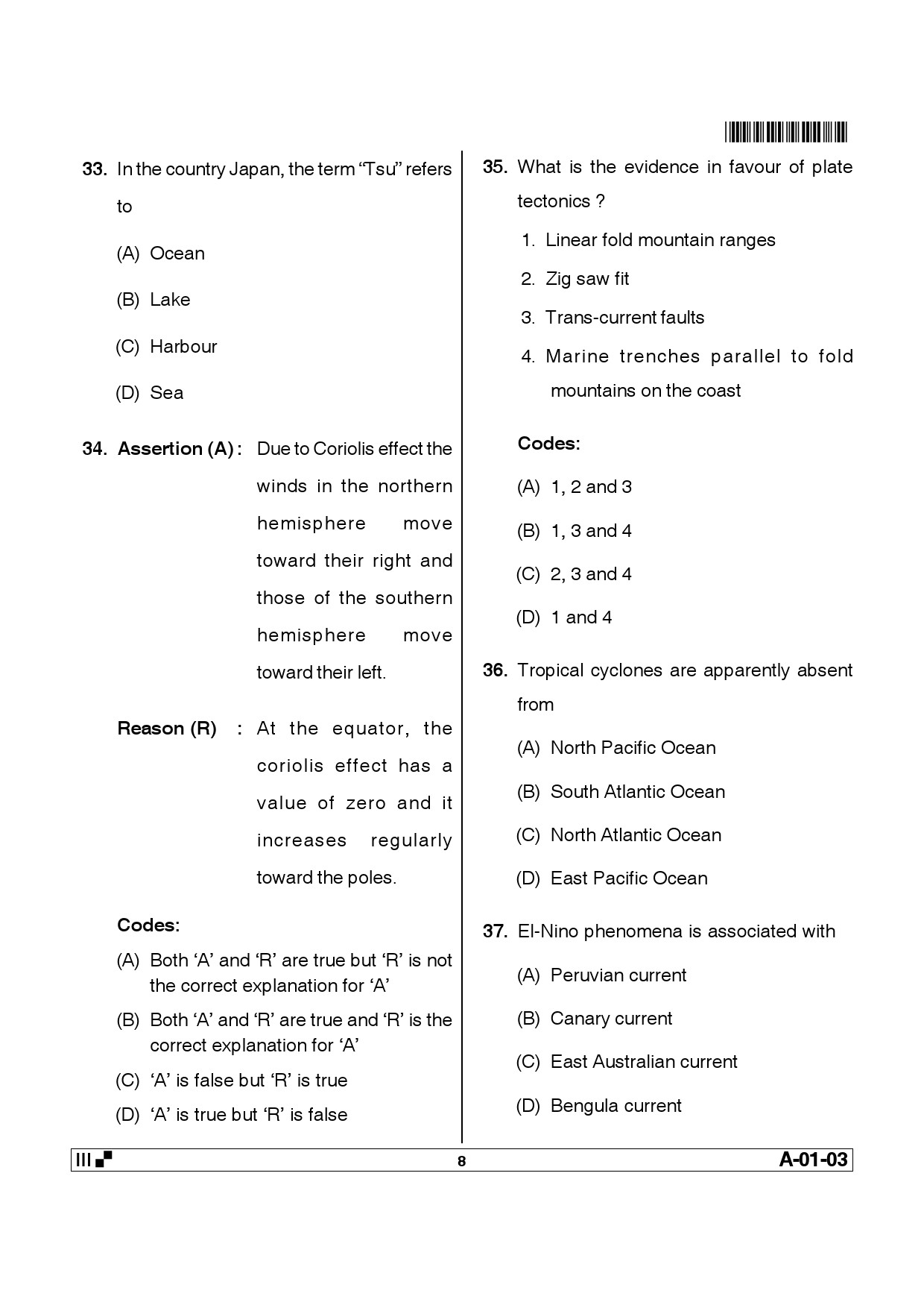 Telangana SET Geography 2014 Question Paper III 7