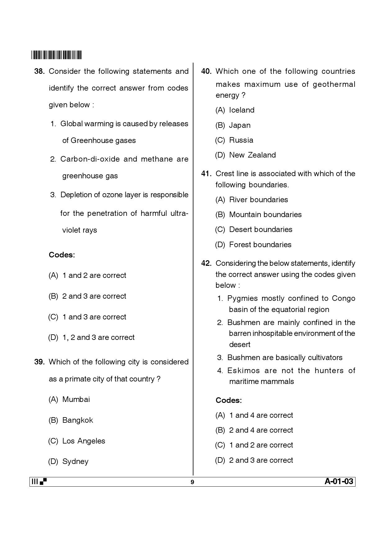 Telangana SET Geography 2014 Question Paper III 8