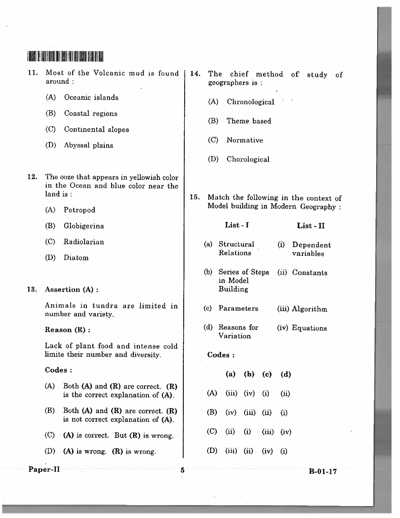 Telangana SET Geography 2017 Question Paper II 4