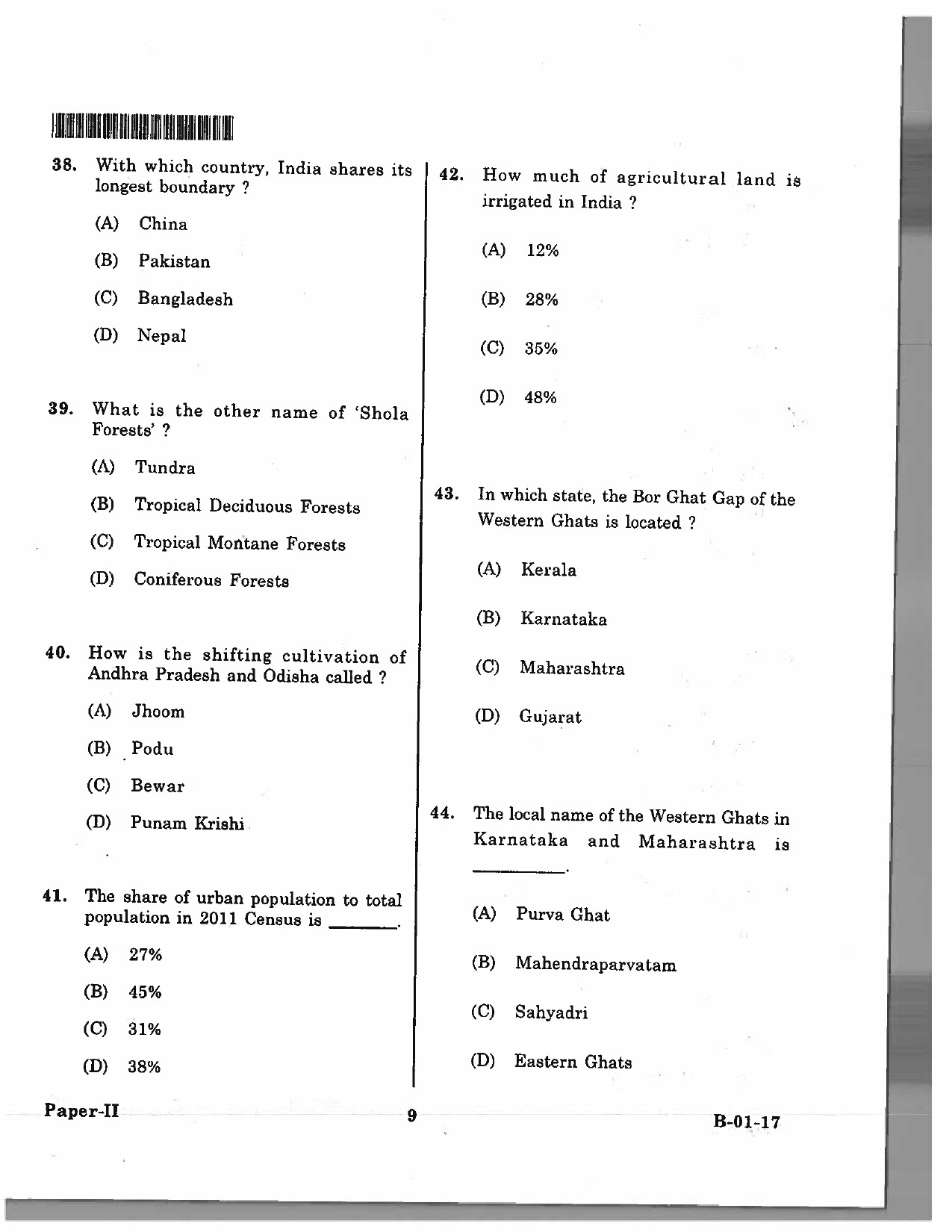 Telangana SET Geography 2017 Question Paper II 8