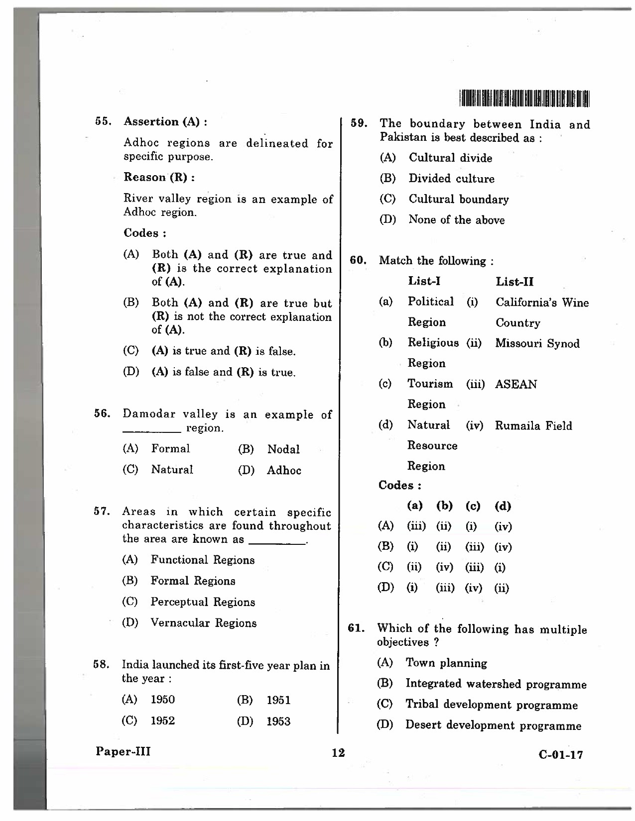 Telangana SET Geography 2017 Question Paper III 11