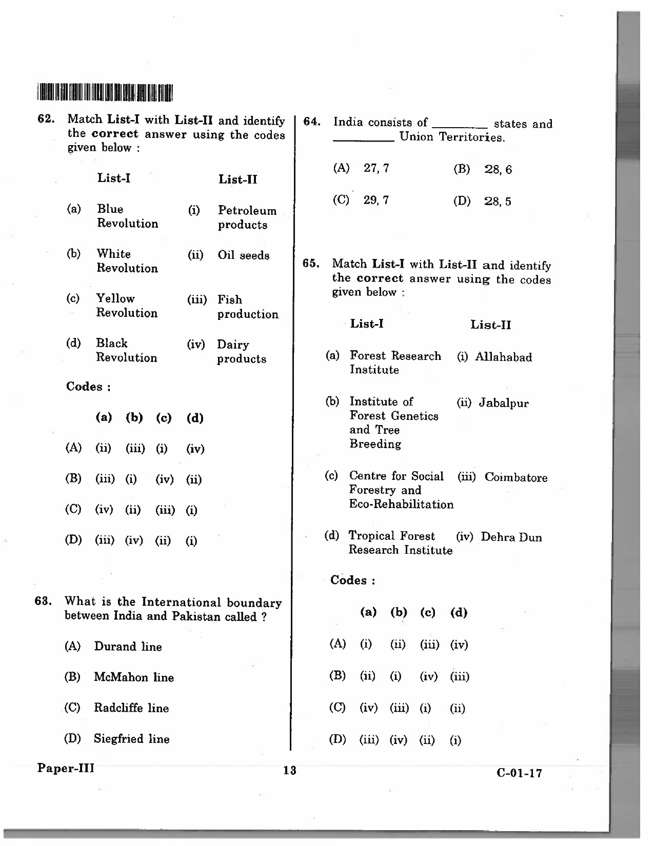 Telangana SET Geography 2017 Question Paper III 12