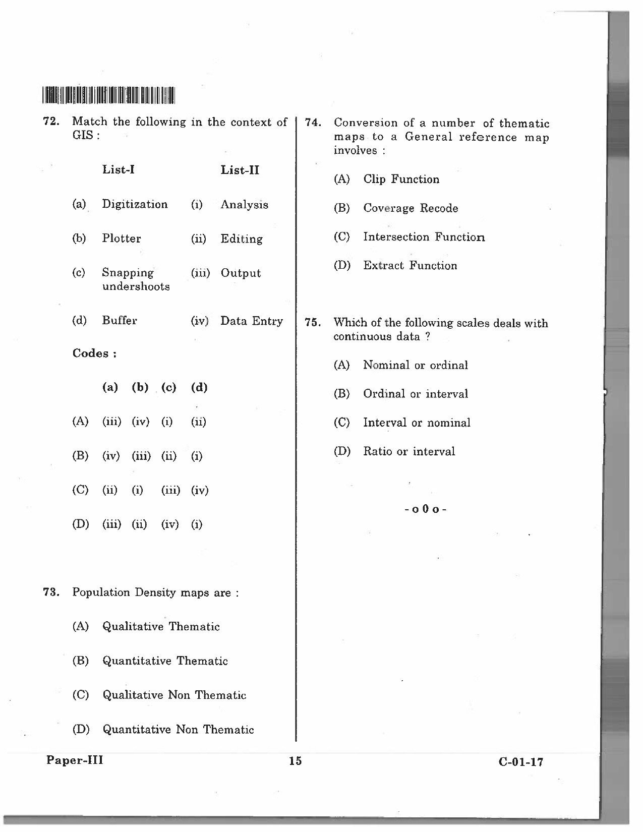 Telangana SET Geography 2017 Question Paper III 14