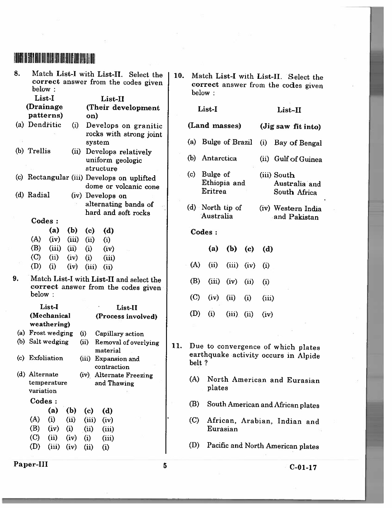 Telangana SET Geography 2017 Question Paper III 4