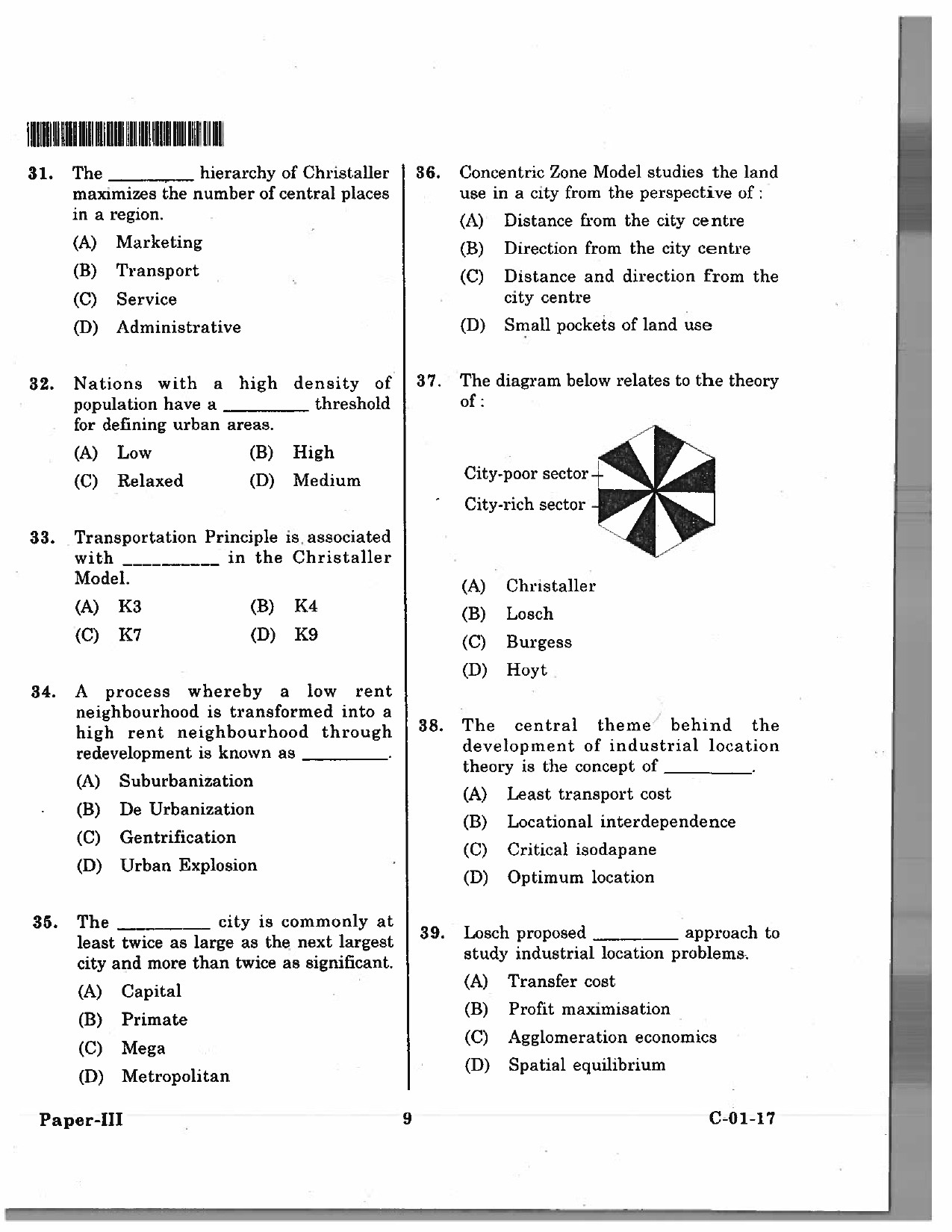 Telangana SET Geography 2017 Question Paper III 8