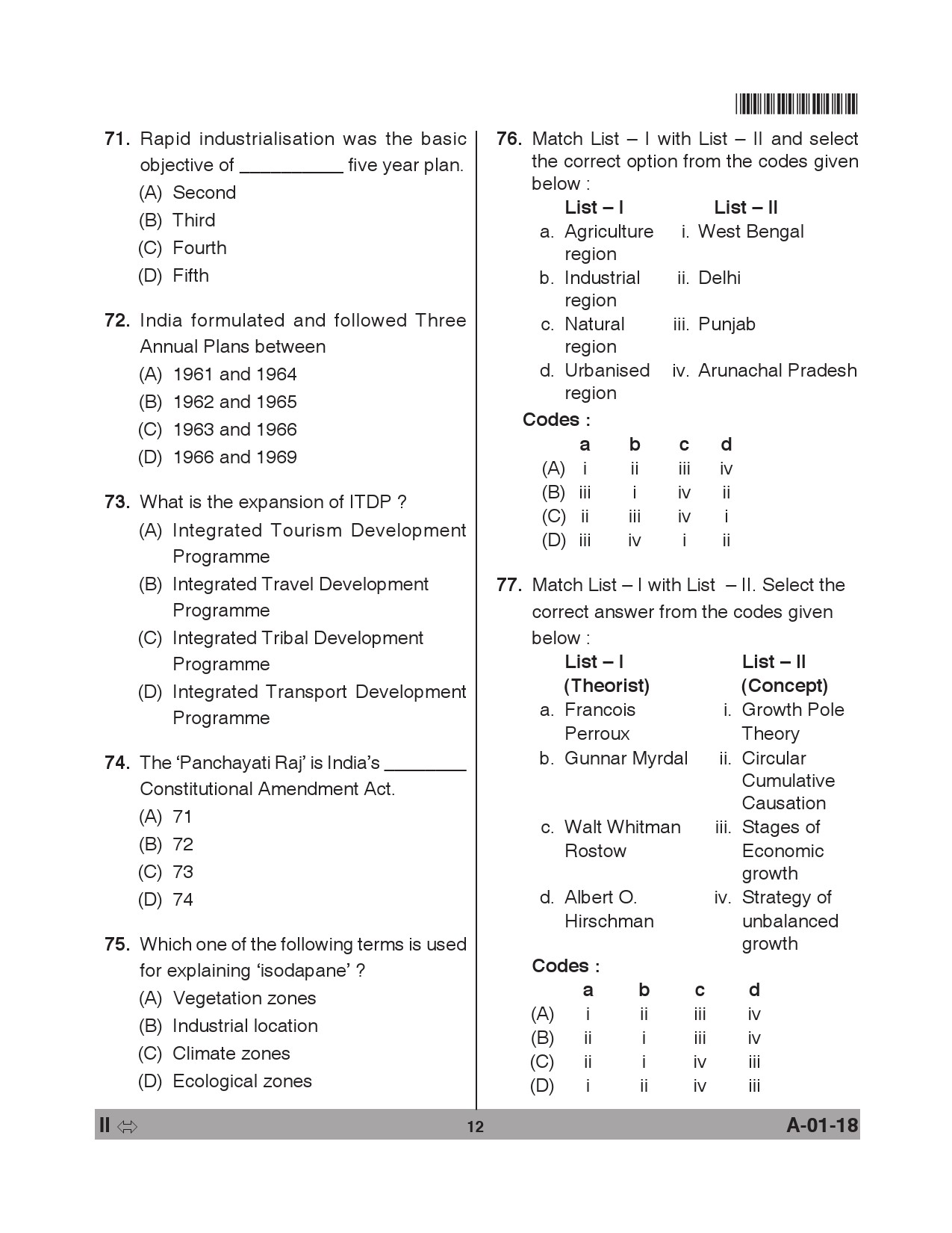 Telangana SET Geography 2018 Question Paper II 11