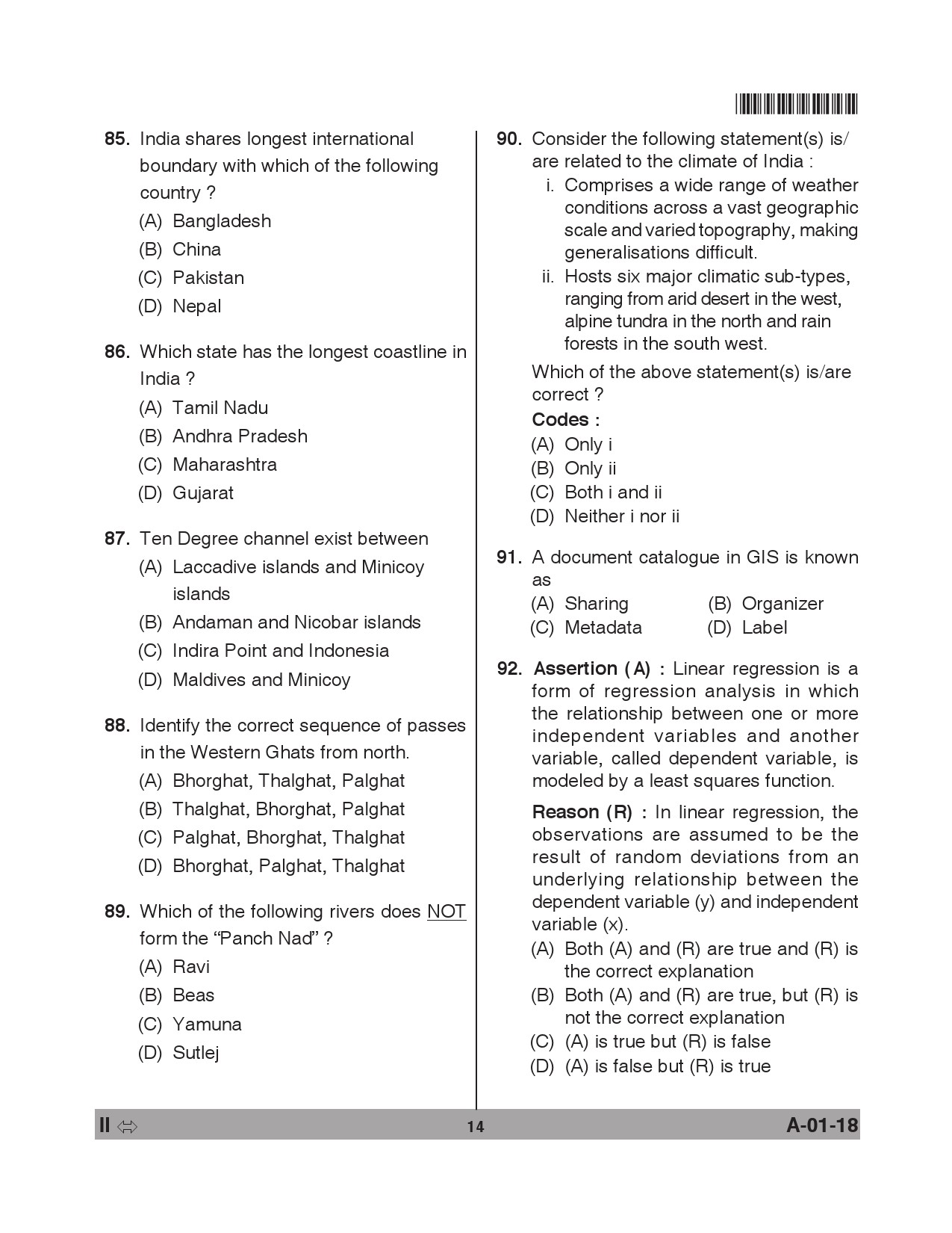 Telangana SET Geography 2018 Question Paper II 13