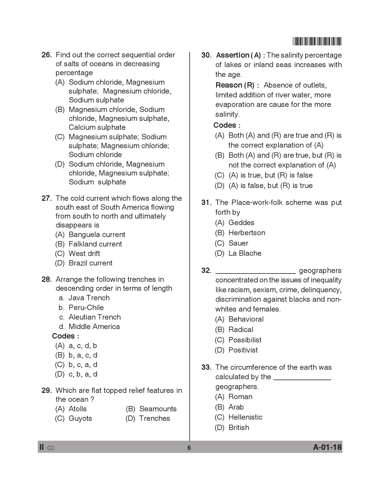 Telangana SET Geography 2018 Question Paper II 5