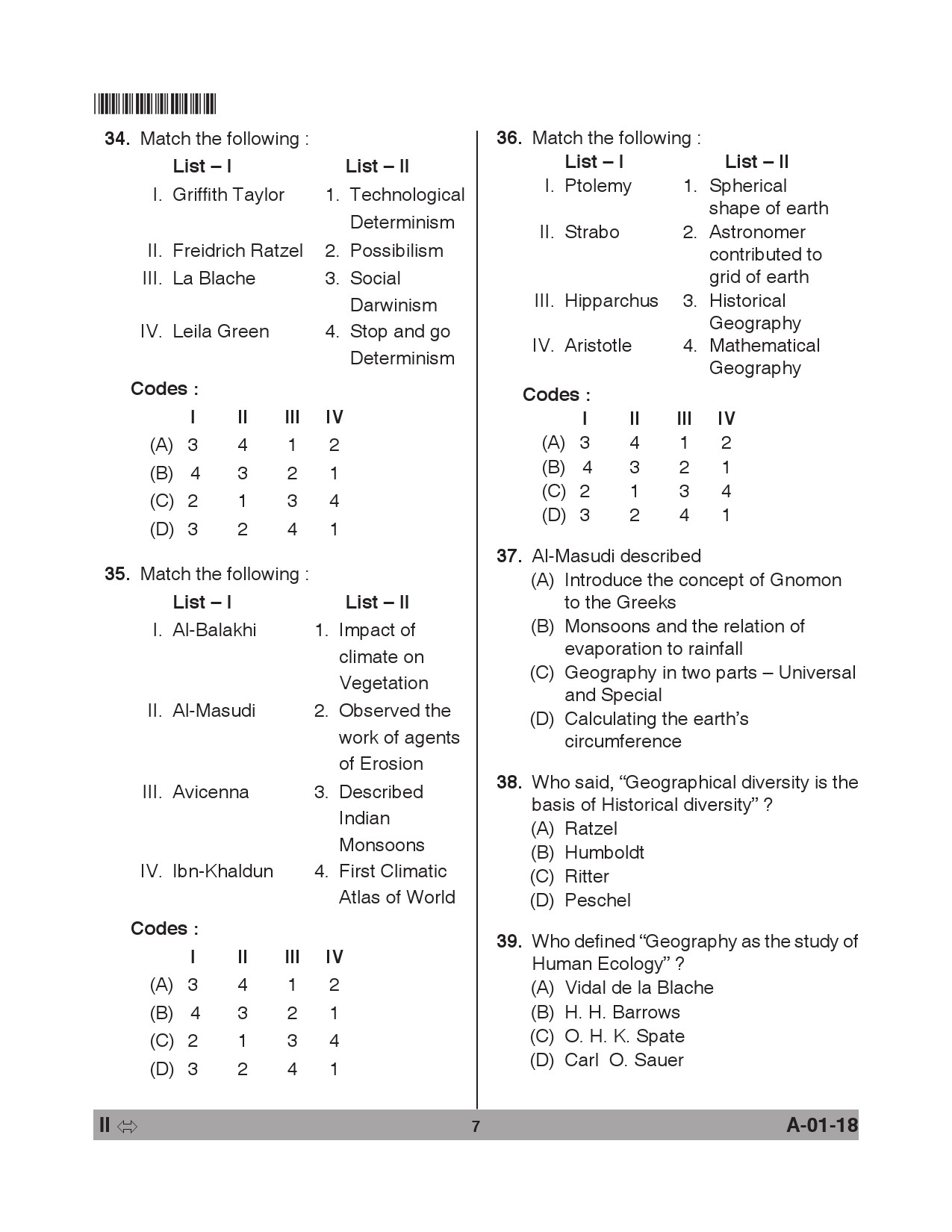 Telangana SET Geography 2018 Question Paper II 6