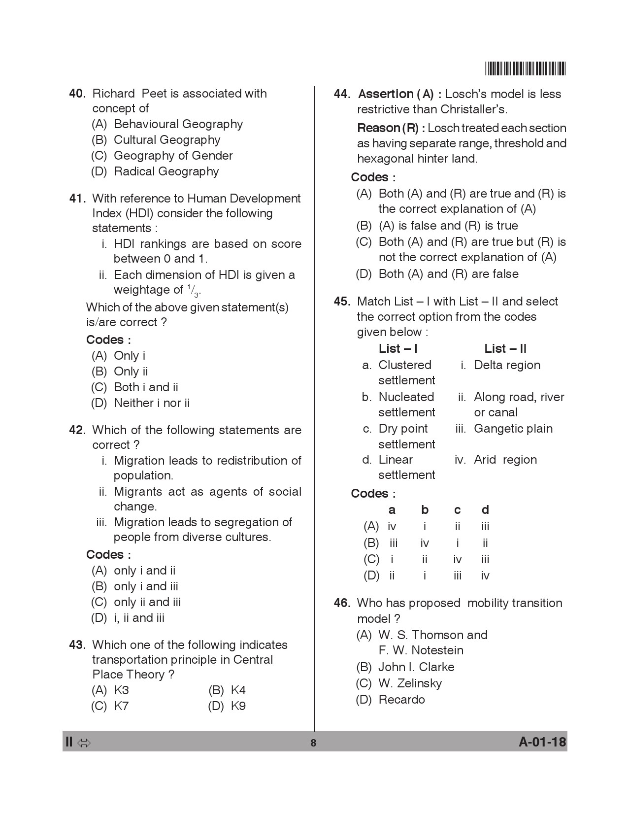 Telangana SET Geography 2018 Question Paper II 7