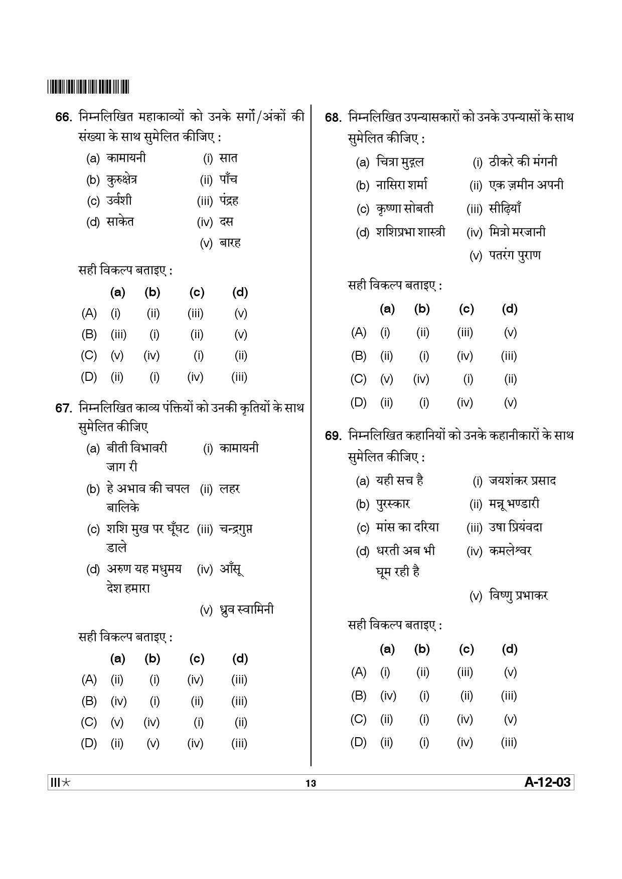 Telangana SET Hindi 2013 Question Paper III 12