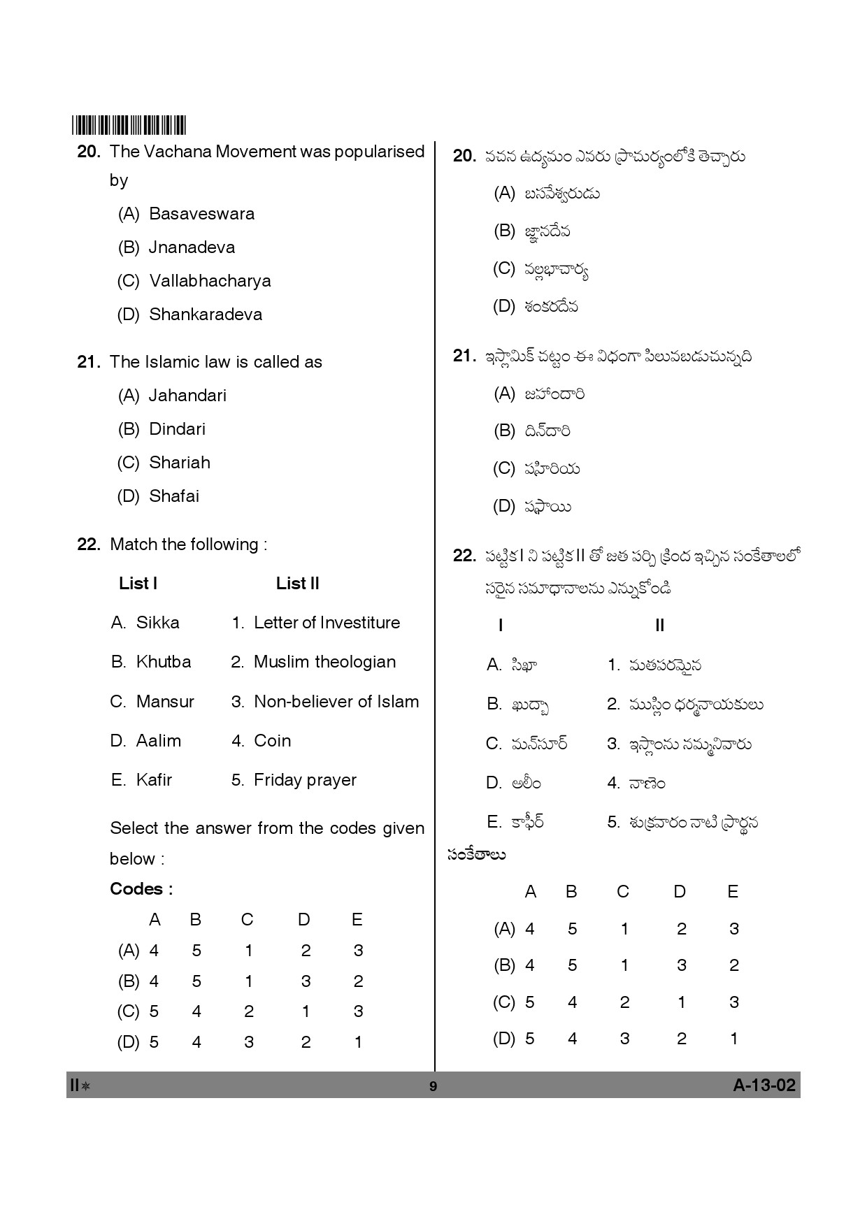 Telangana SET History 2012 Question Paper II 8