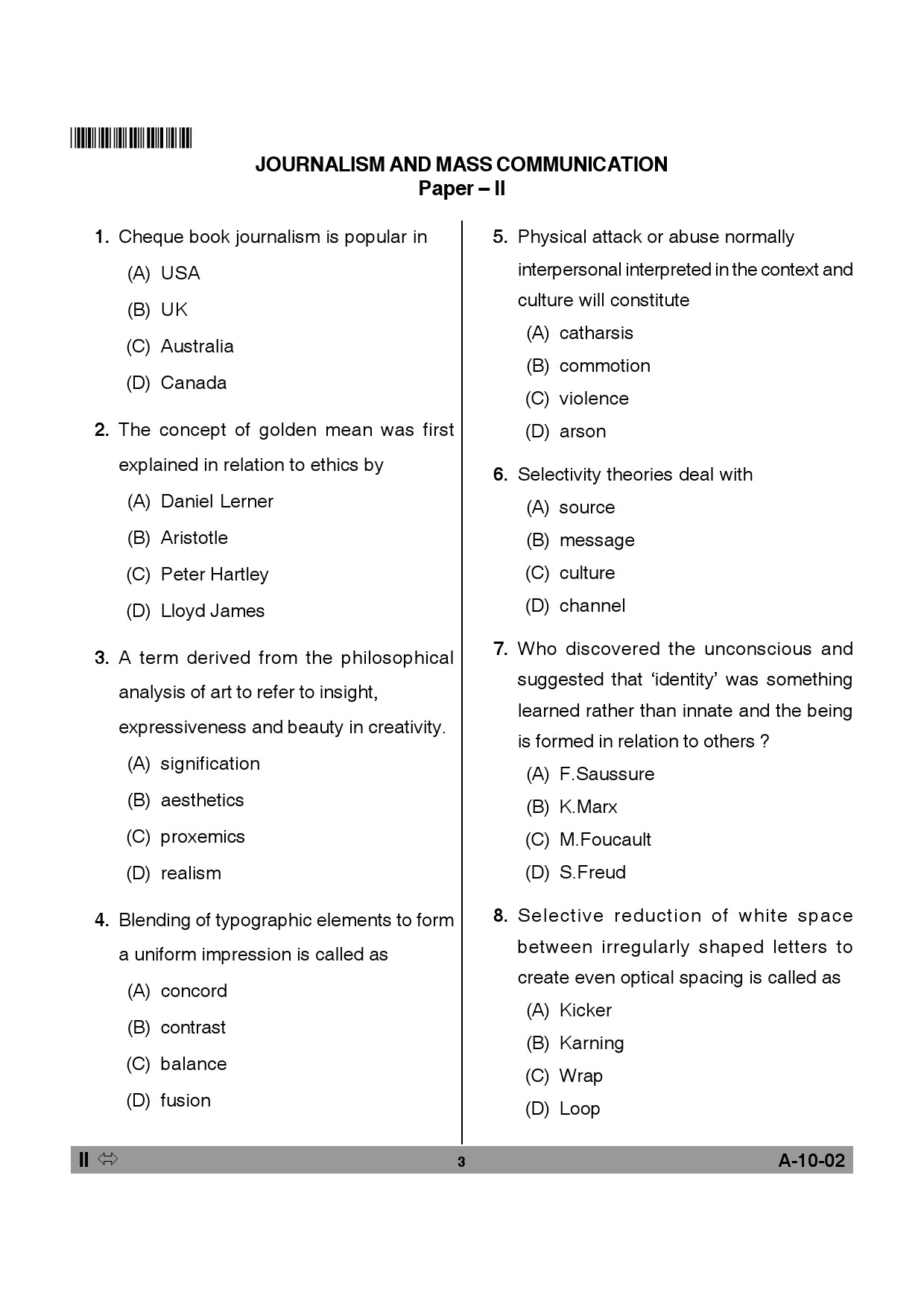 Telangana SET Journalism And Mass Communication 2013 Question Paper II 2