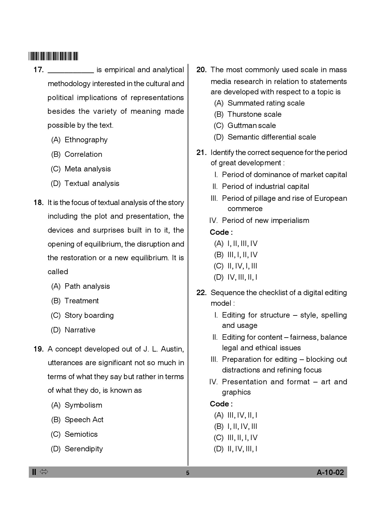 Telangana SET Journalism And Mass Communication 2013 Question Paper II 4