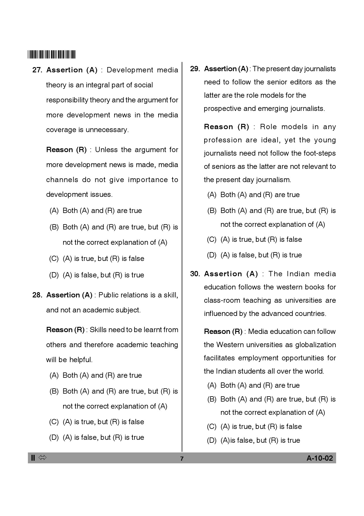 Telangana SET Journalism And Mass Communication 2013 Question Paper II 6