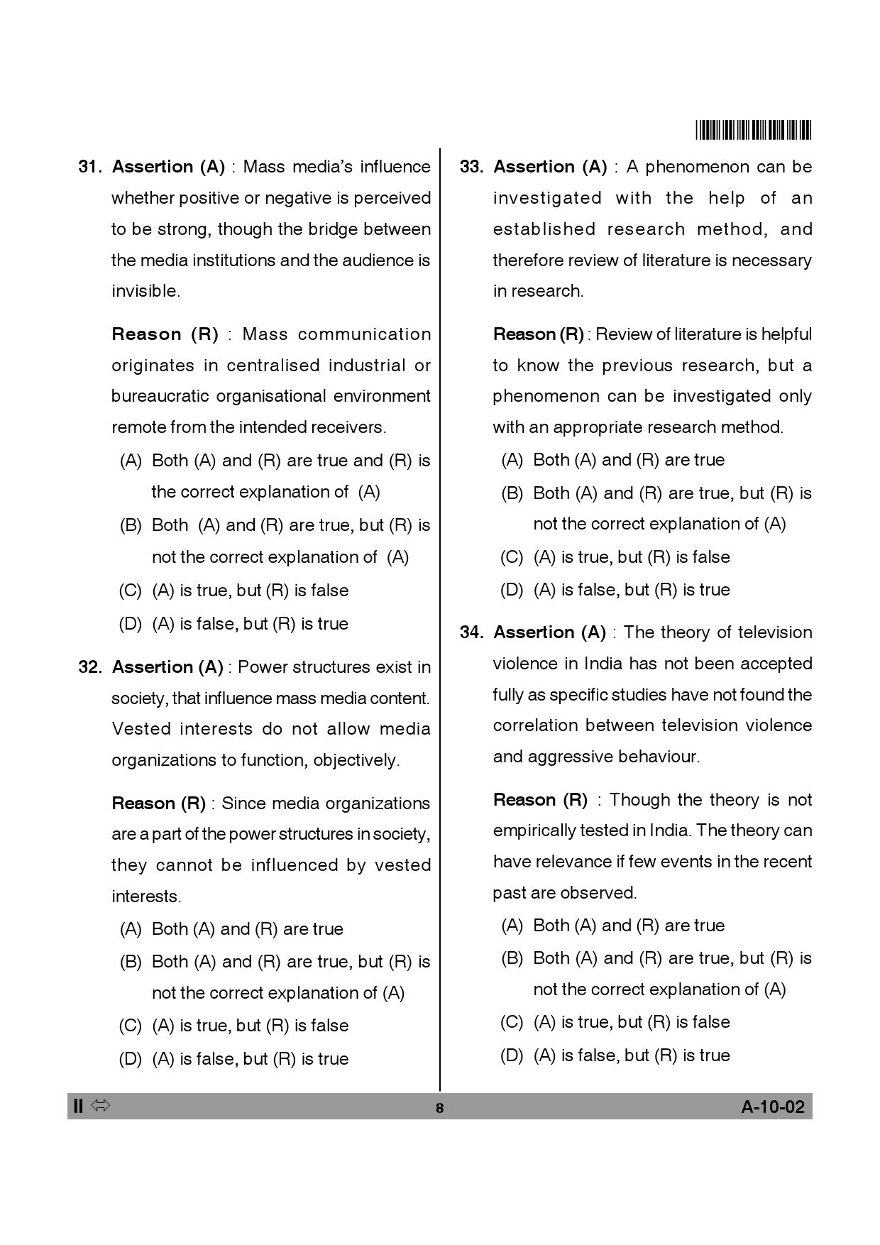 Telangana SET Journalism And Mass Communication 2013 Question Paper II 7