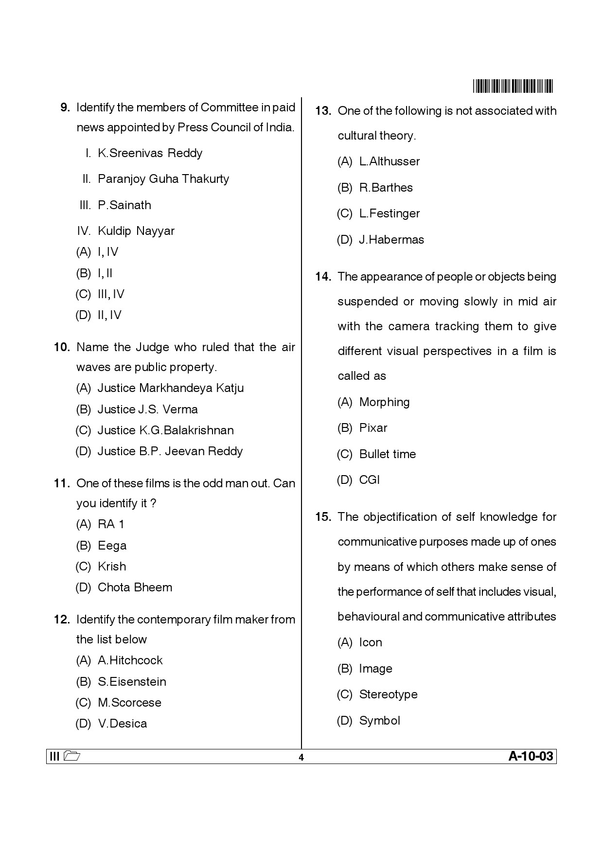 Telangana SET Journalism And Mass Communication 2013 Question Paper III 3