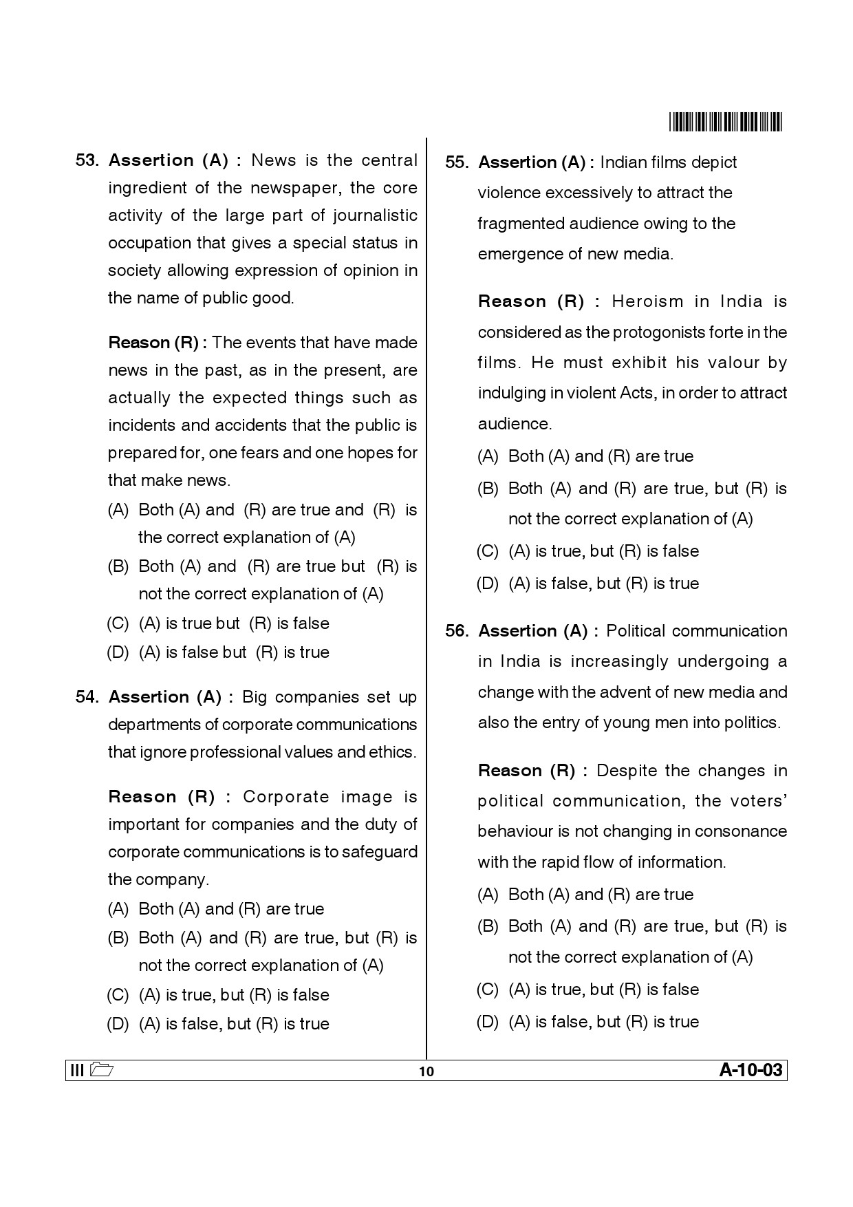 Telangana SET Journalism And Mass Communication 2013 Question Paper III 9