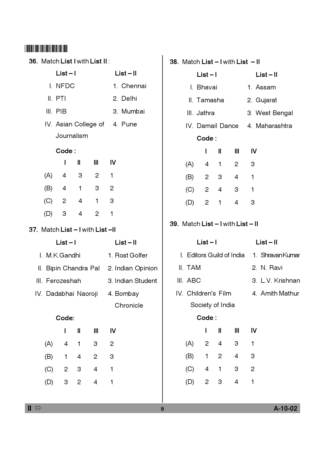 Telangana SET Journalism And Mass Communication 2014 Question Paper II 8