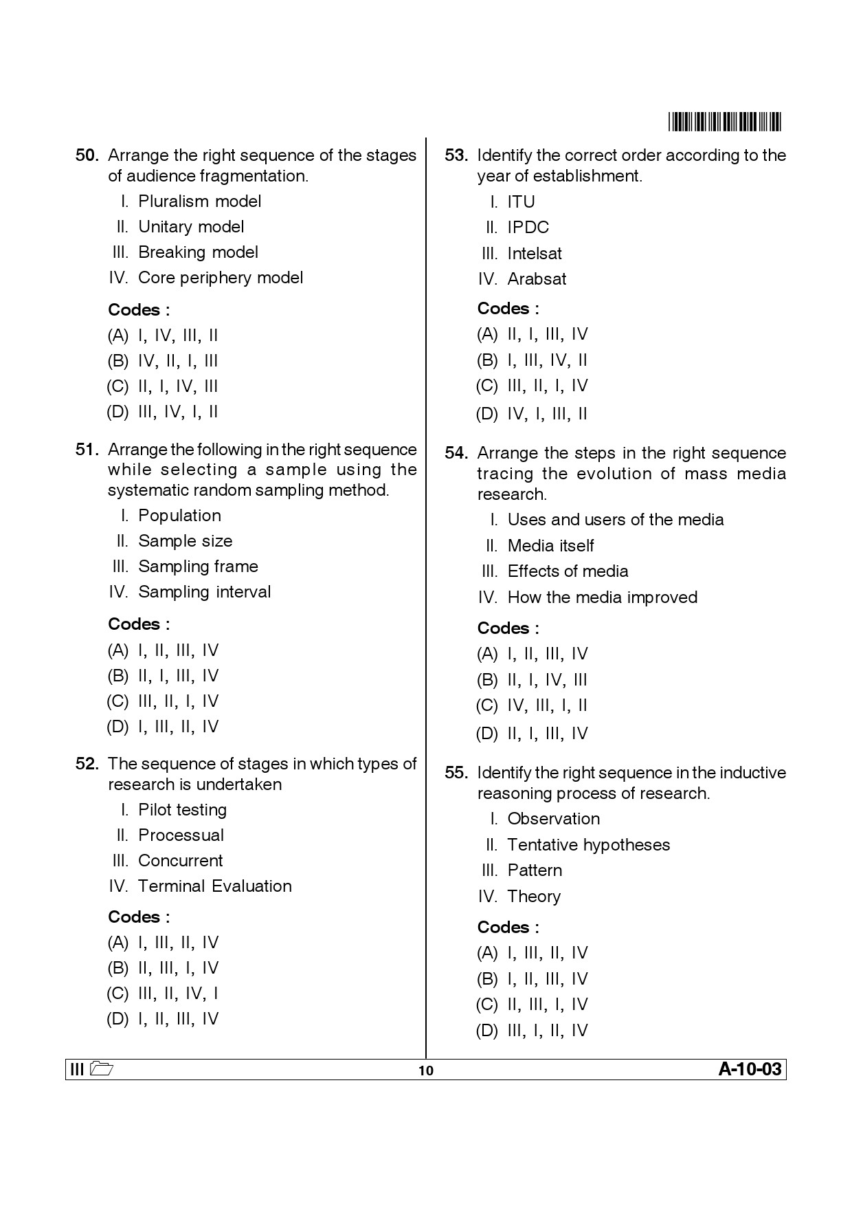 Telangana SET Journalism And Mass Communication 2014 Question Paper III 9