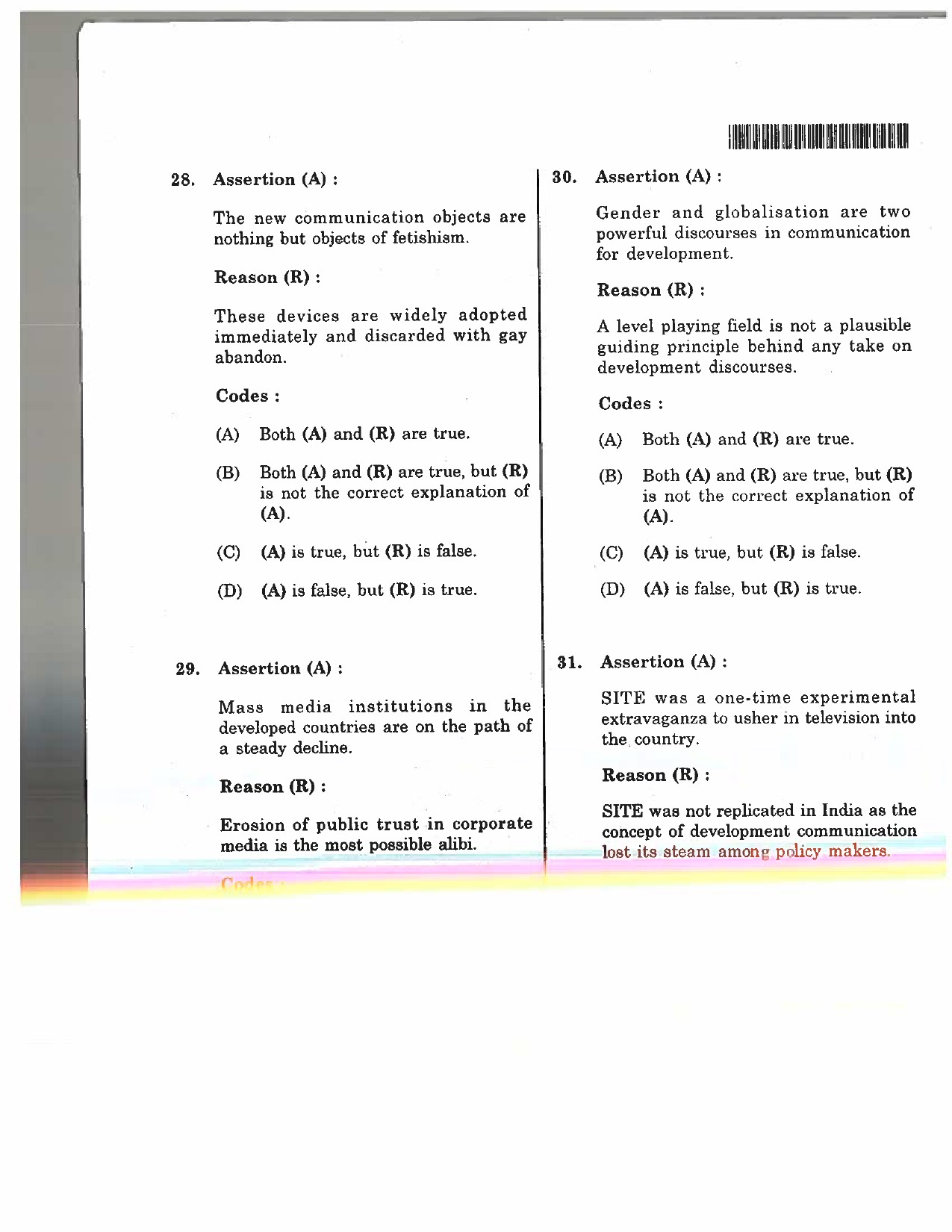 Telangana SET Journalism And Mass Communication 2017 Question Paper II 5